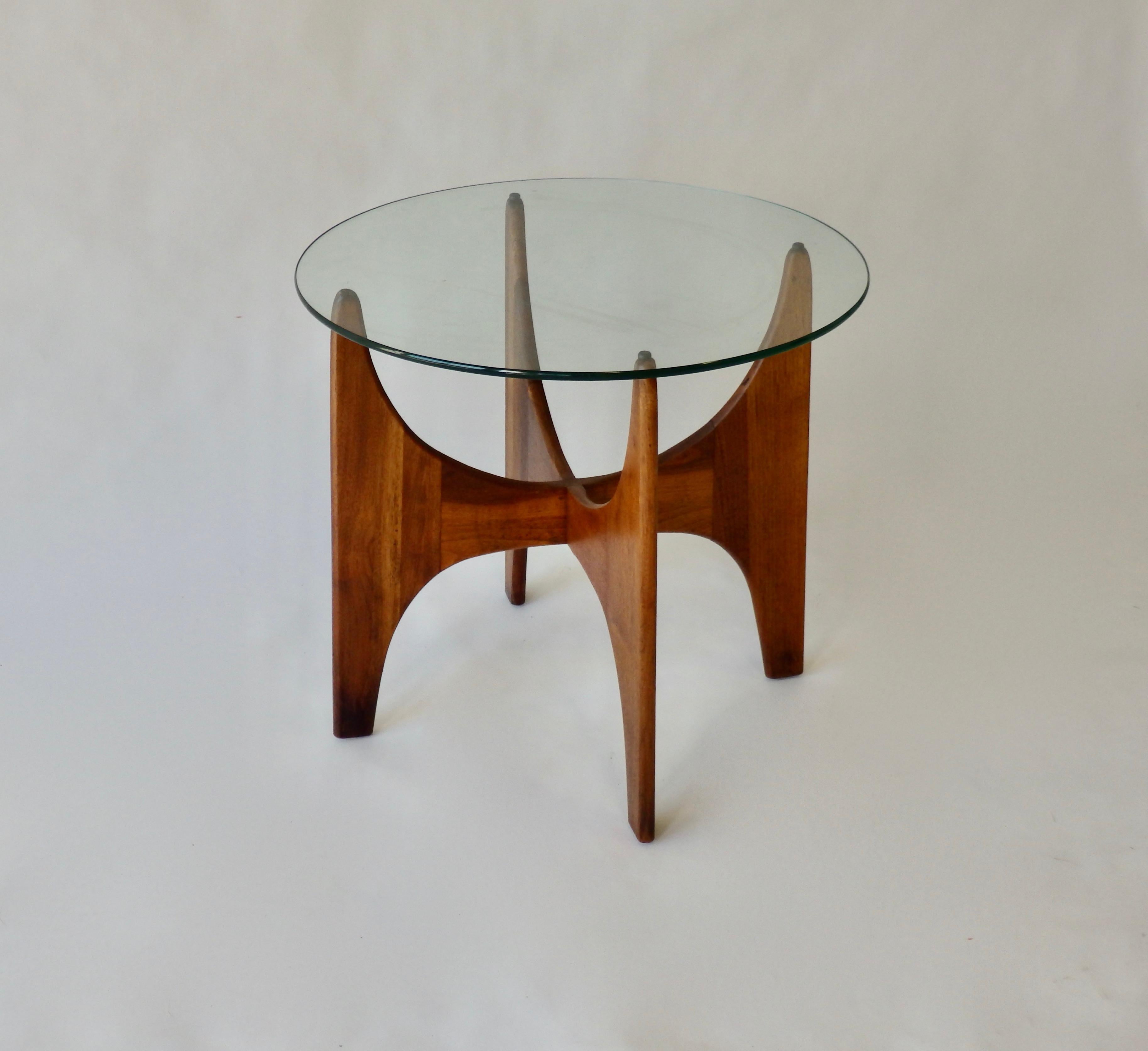 Adrian Pearsall for Craft Associates Round Glass Top on Walnut Base Side Table 2