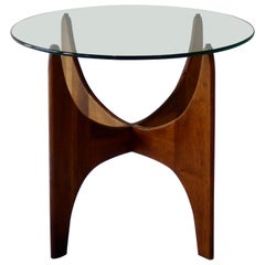 Adrian Pearsall for Craft Associates Round Glass Top on Walnut Base Side Table