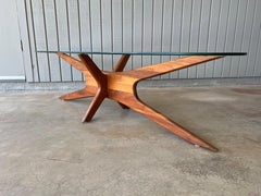 Adrian Pearsall for Craft Associates sculptural walnut and glass coffee table
