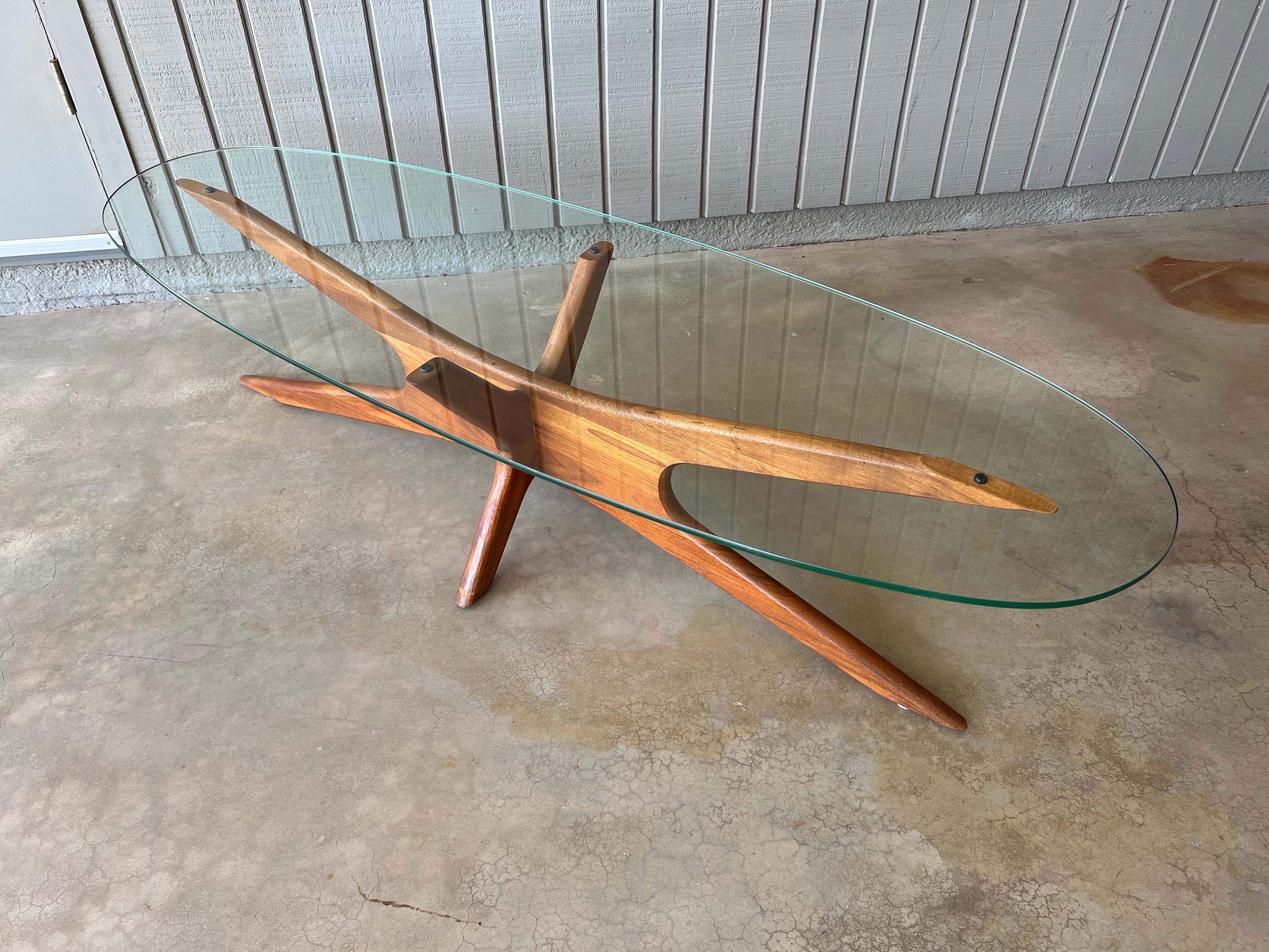 Mid-20th Century Adrian Pearsall for Craft Associates sculptural walnut and glass coffee table For Sale
