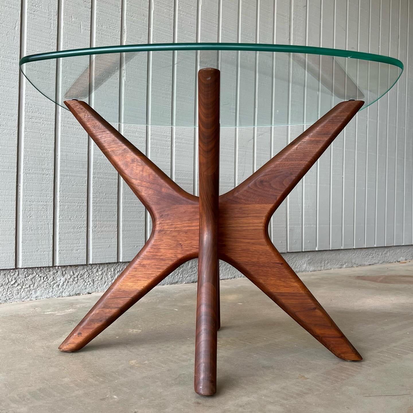 Glass Adrian Pearsall for Craft Associates sculptural walnut and glass end table For Sale