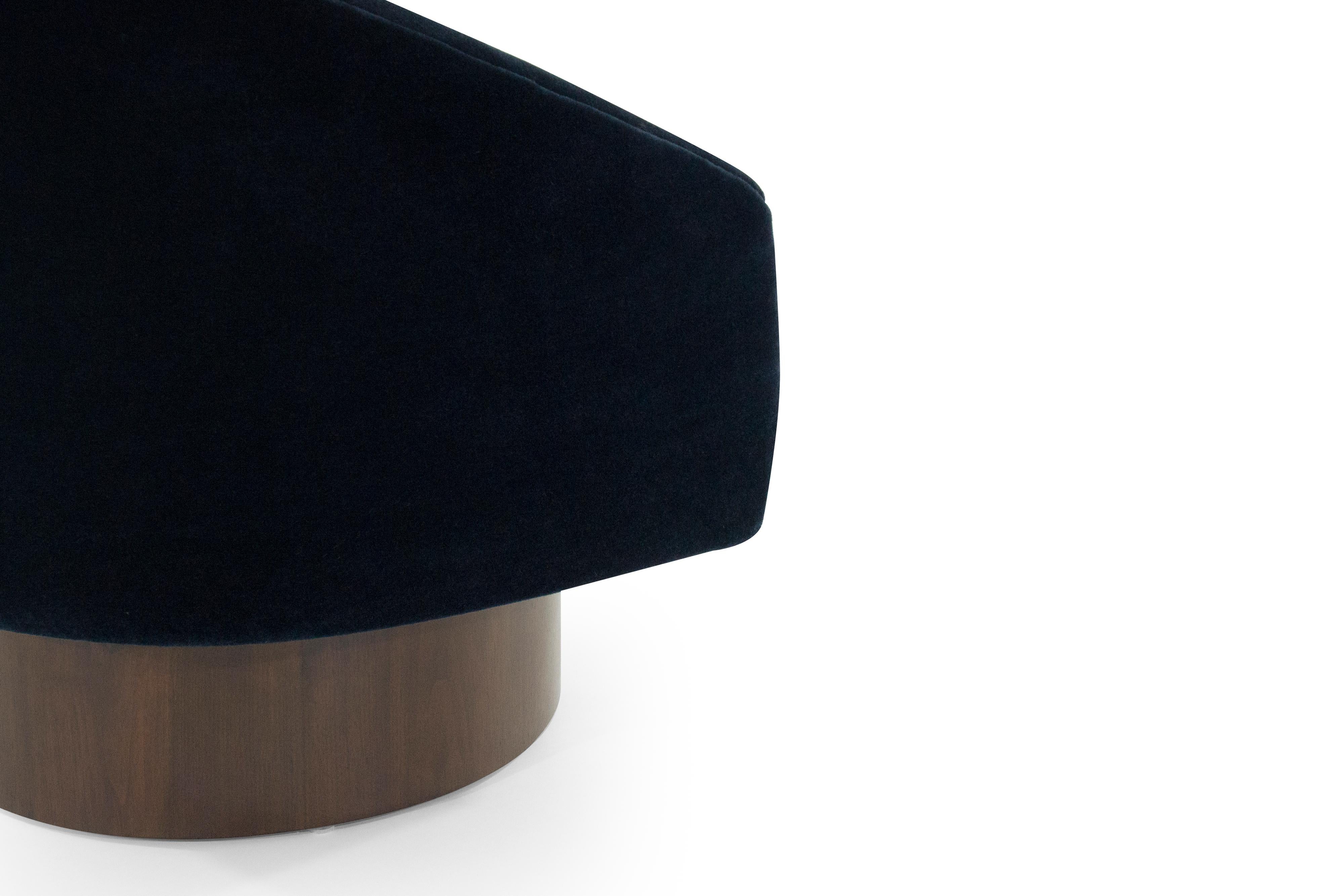 Adrian Pearsall for Craft Associates Swivel Chairs in Deep Blue Mohair 5