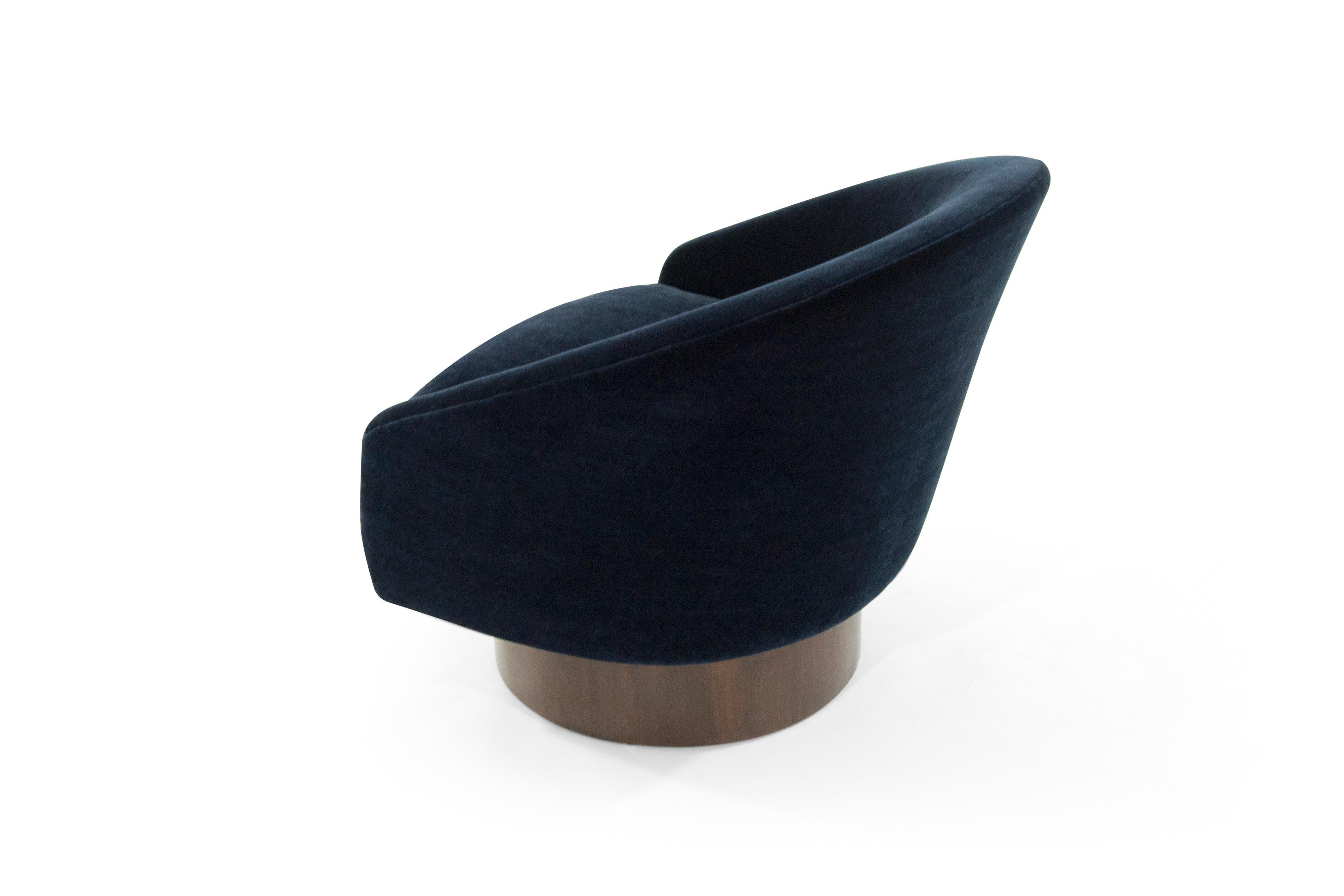 Adrian Pearsall for Craft Associates Swivel Chairs in Deep Blue Mohair 1