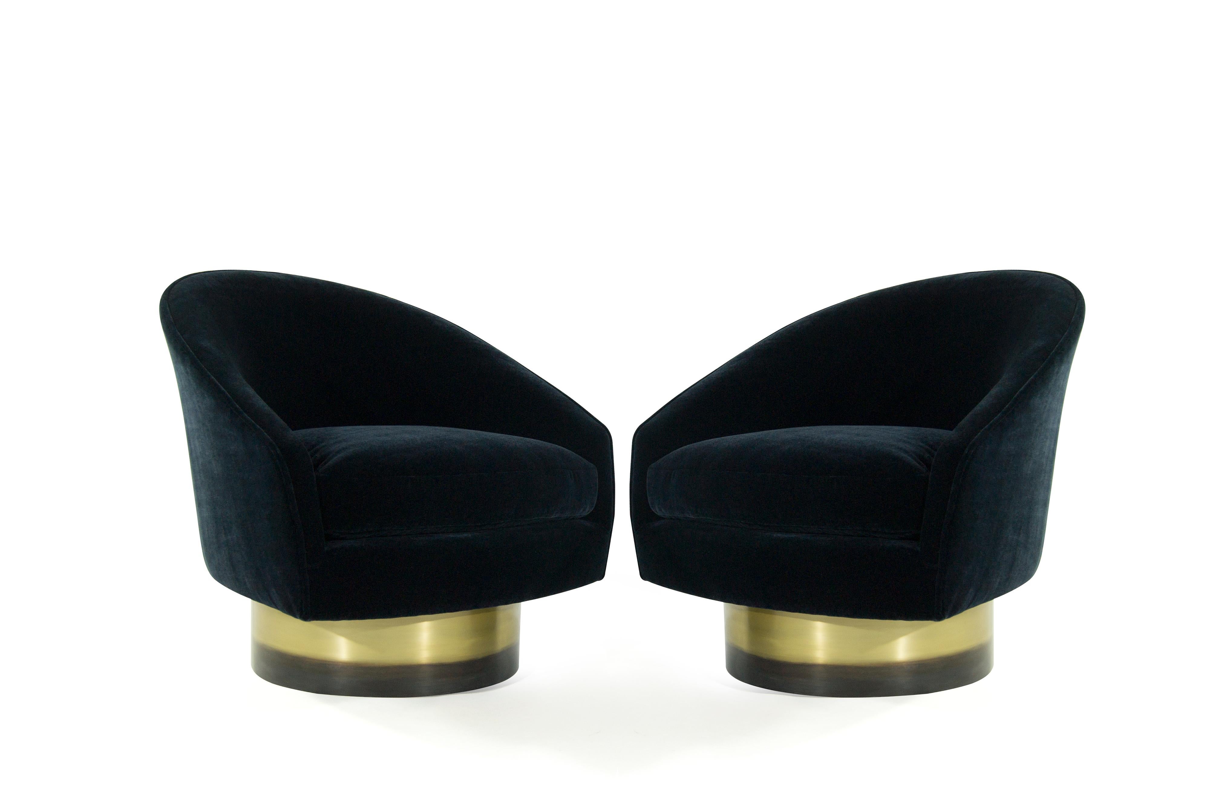 Mid-Century Modern Adrian Pearsall for Craft Associates Swivel Chairs on Brass Bases