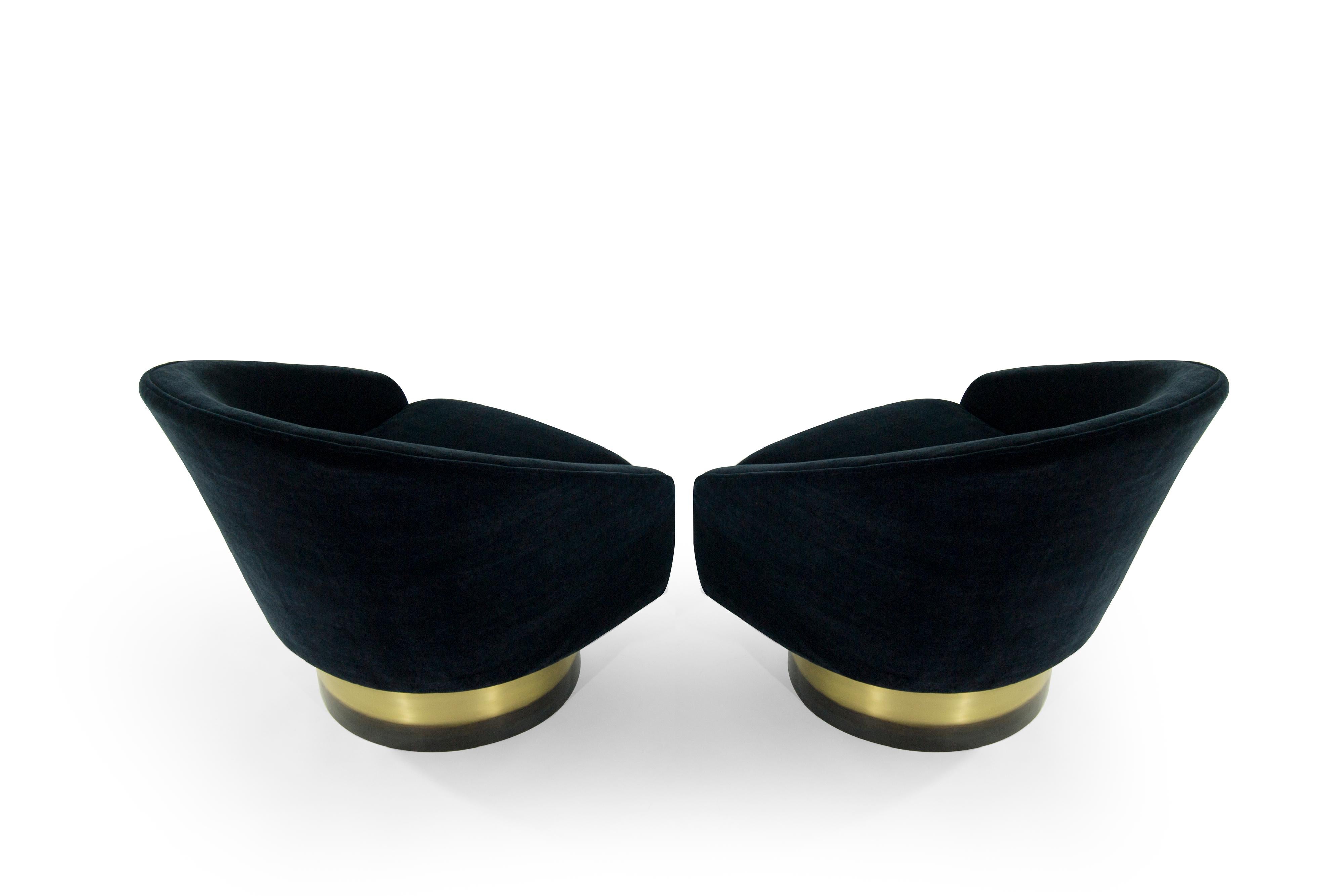 American Adrian Pearsall for Craft Associates Swivel Chairs on Brass Bases