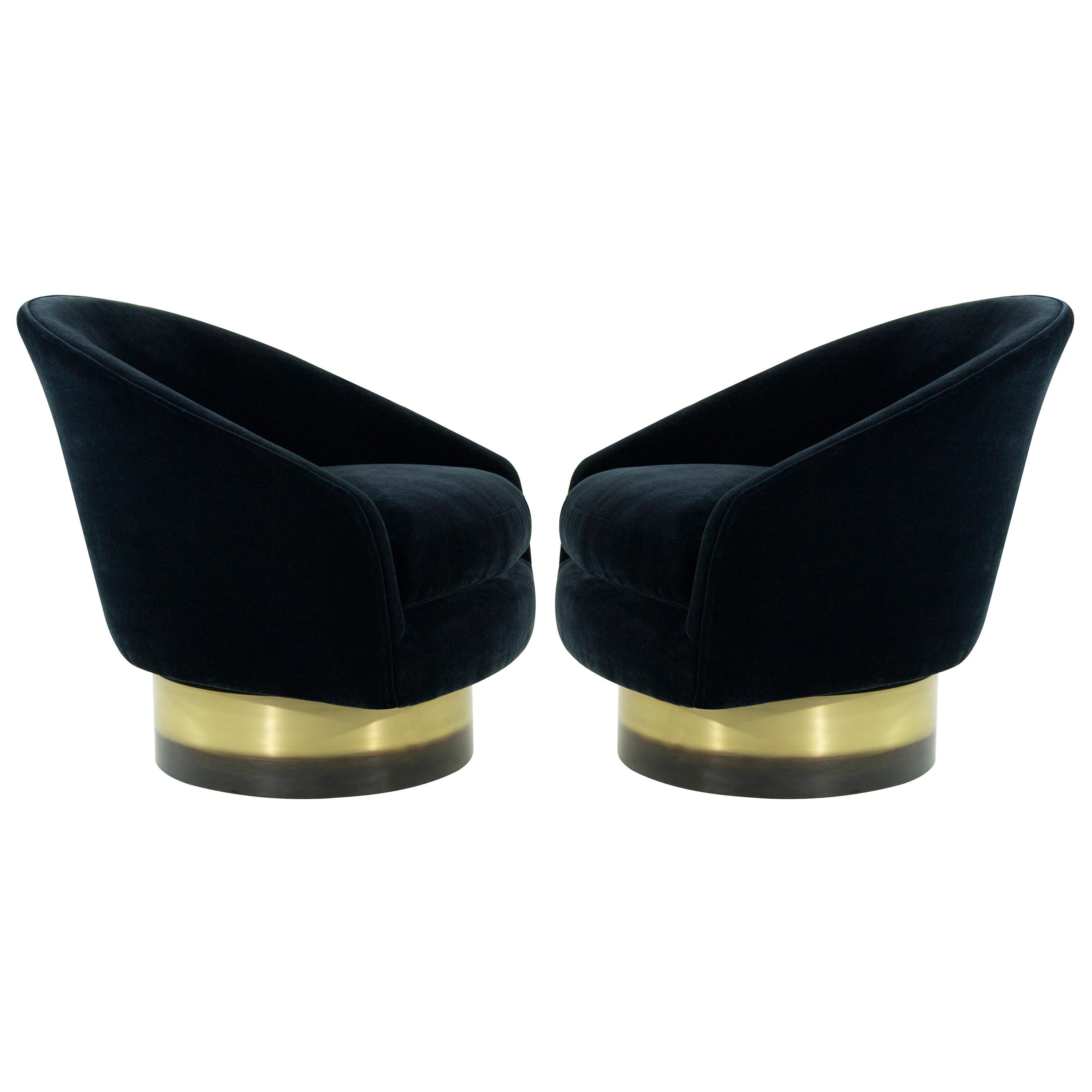Adrian Pearsall for Craft Associates Swivel Chairs on Brass Bases