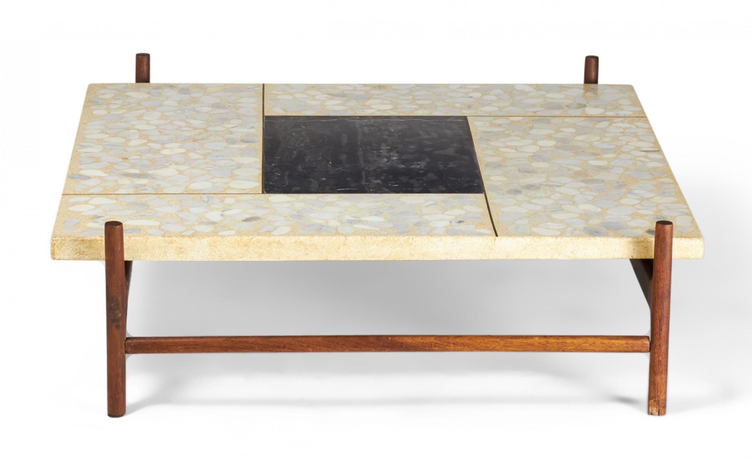 Mid-Century Modern Adrian Pearsall for Craft Associates Terrazzo and Walnut Coffee Table