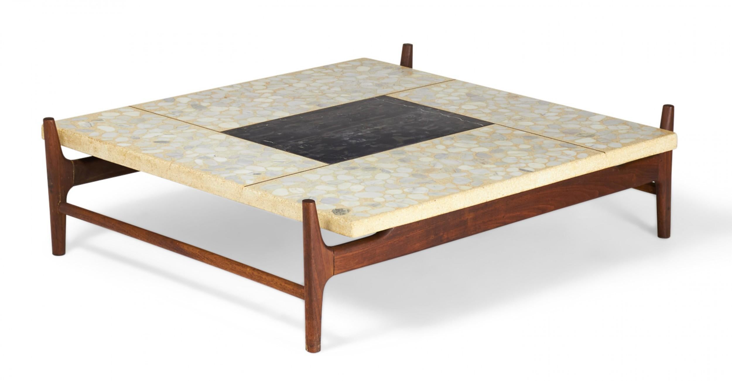American Adrian Pearsall for Craft Associates Terrazzo and Walnut Coffee Table