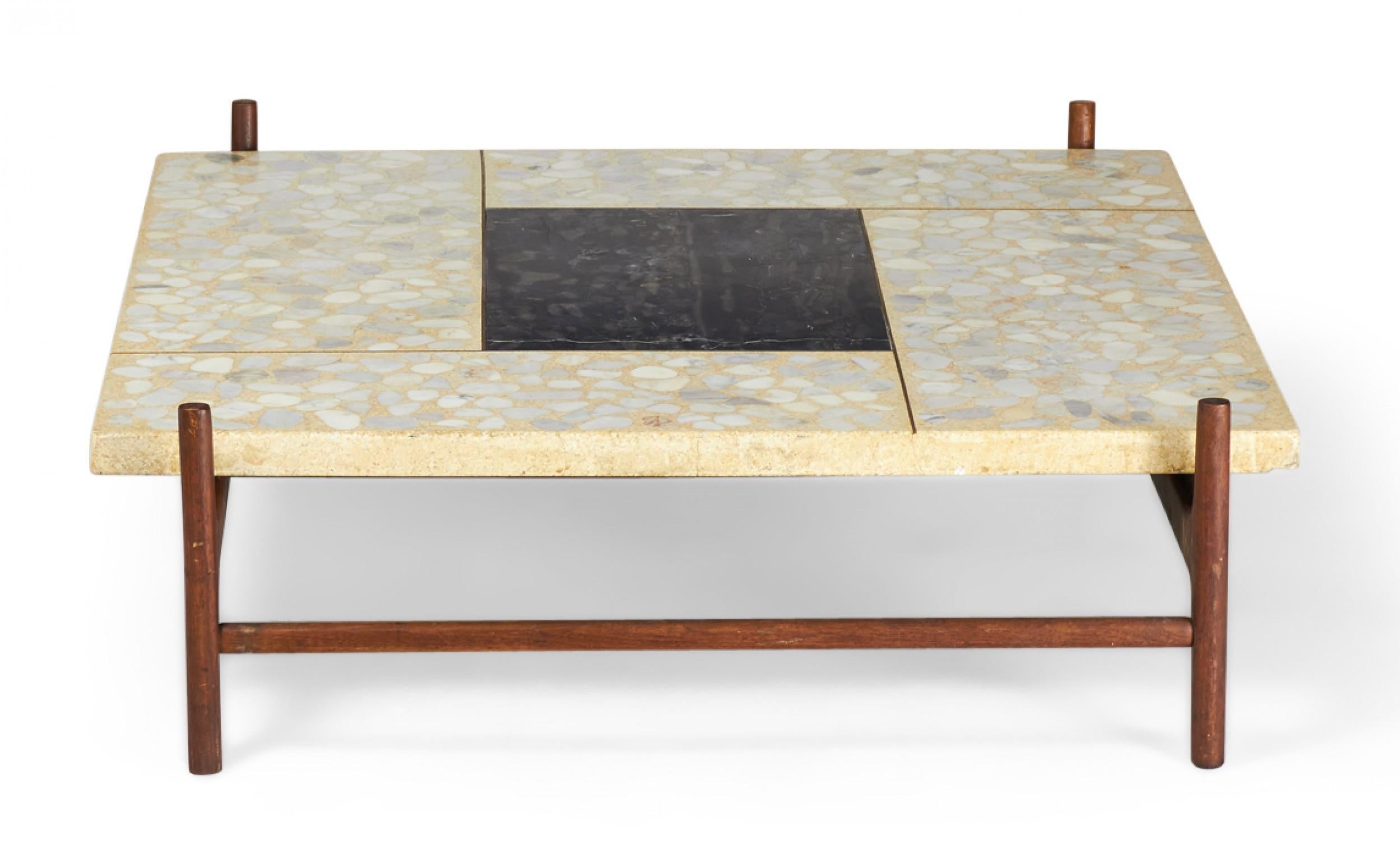 Adrian Pearsall for Craft Associates Terrazzo and Walnut Coffee Table In Good Condition In New York, NY