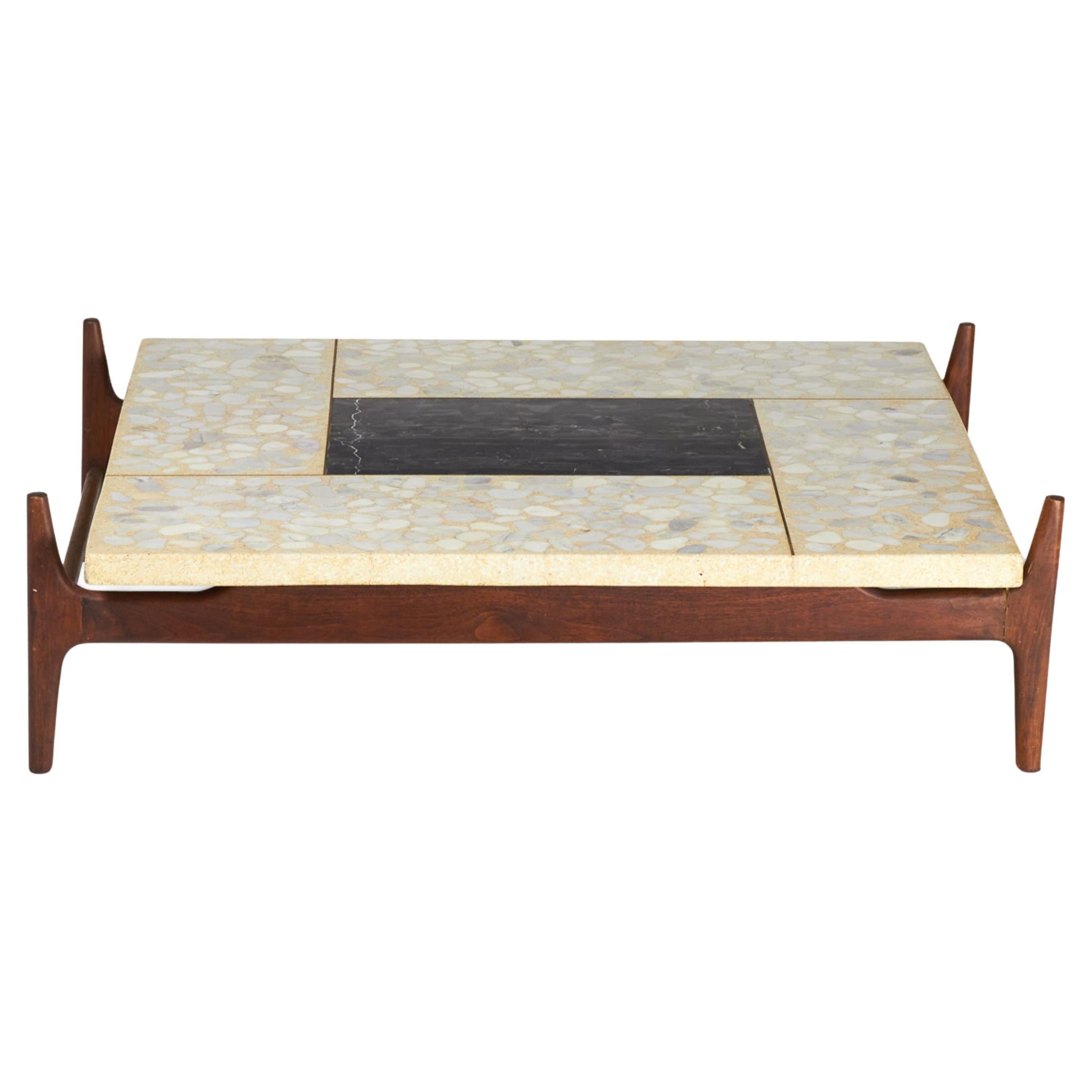 Adrian Pearsall for Craft Associates Terrazzo and Walnut Coffee Table
