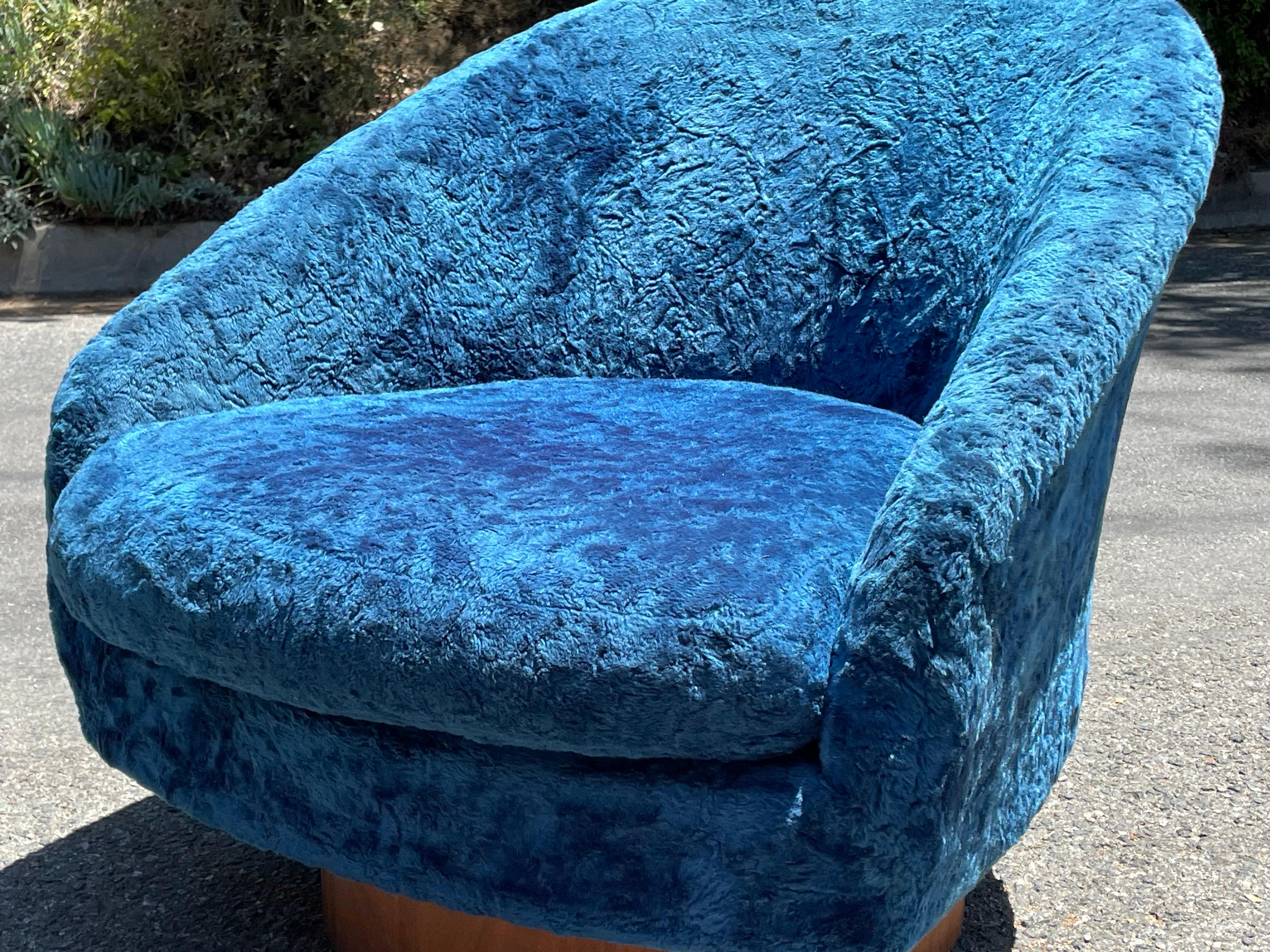 Adrian Pearsall for Craft Associates Walnut Base Swivel Lounge Chair For Sale at 1stDibs