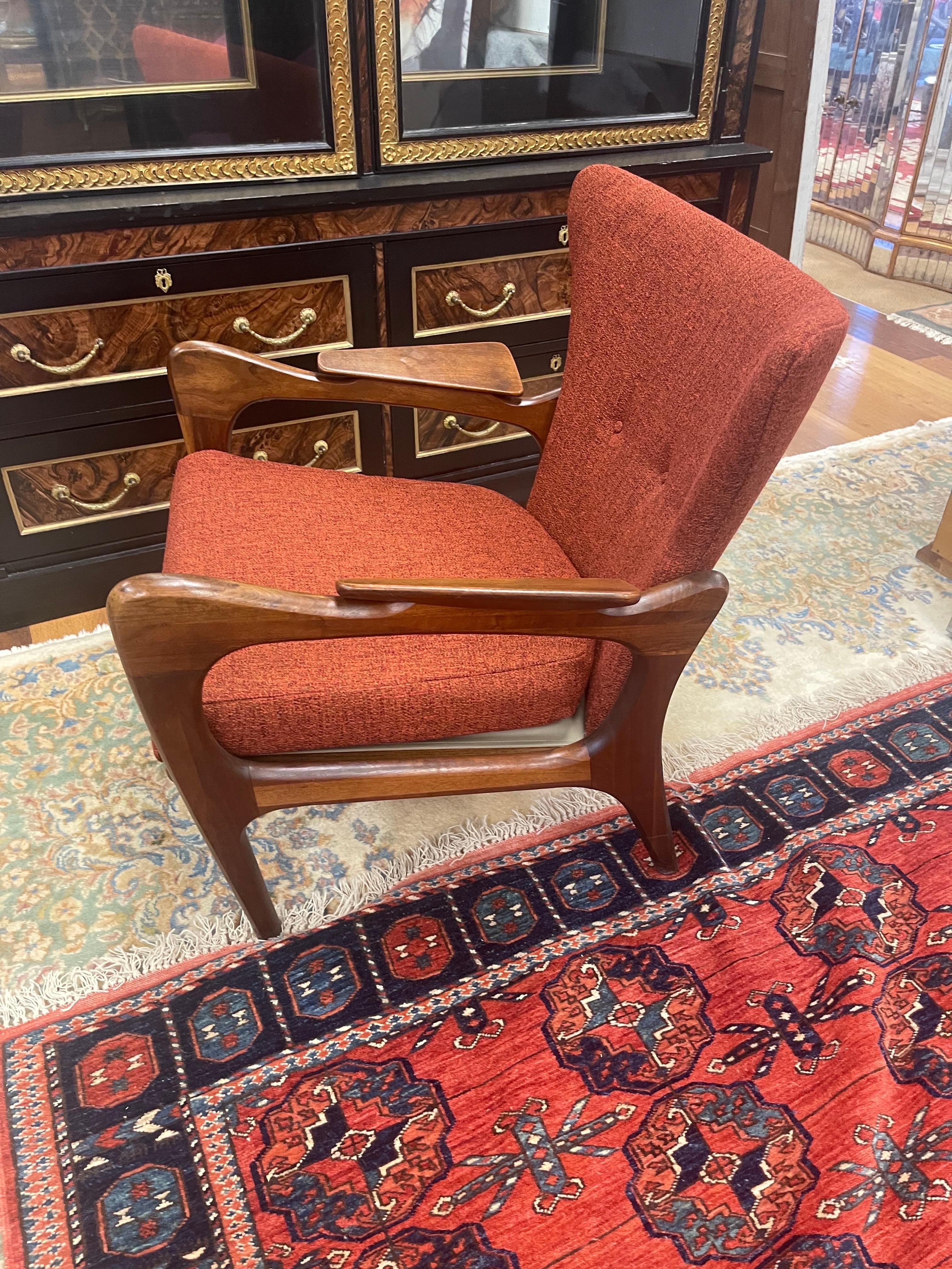 American Adrian Pearsall for Craft Associates Walnut Lounge Chairs Totally Rufurbished For Sale