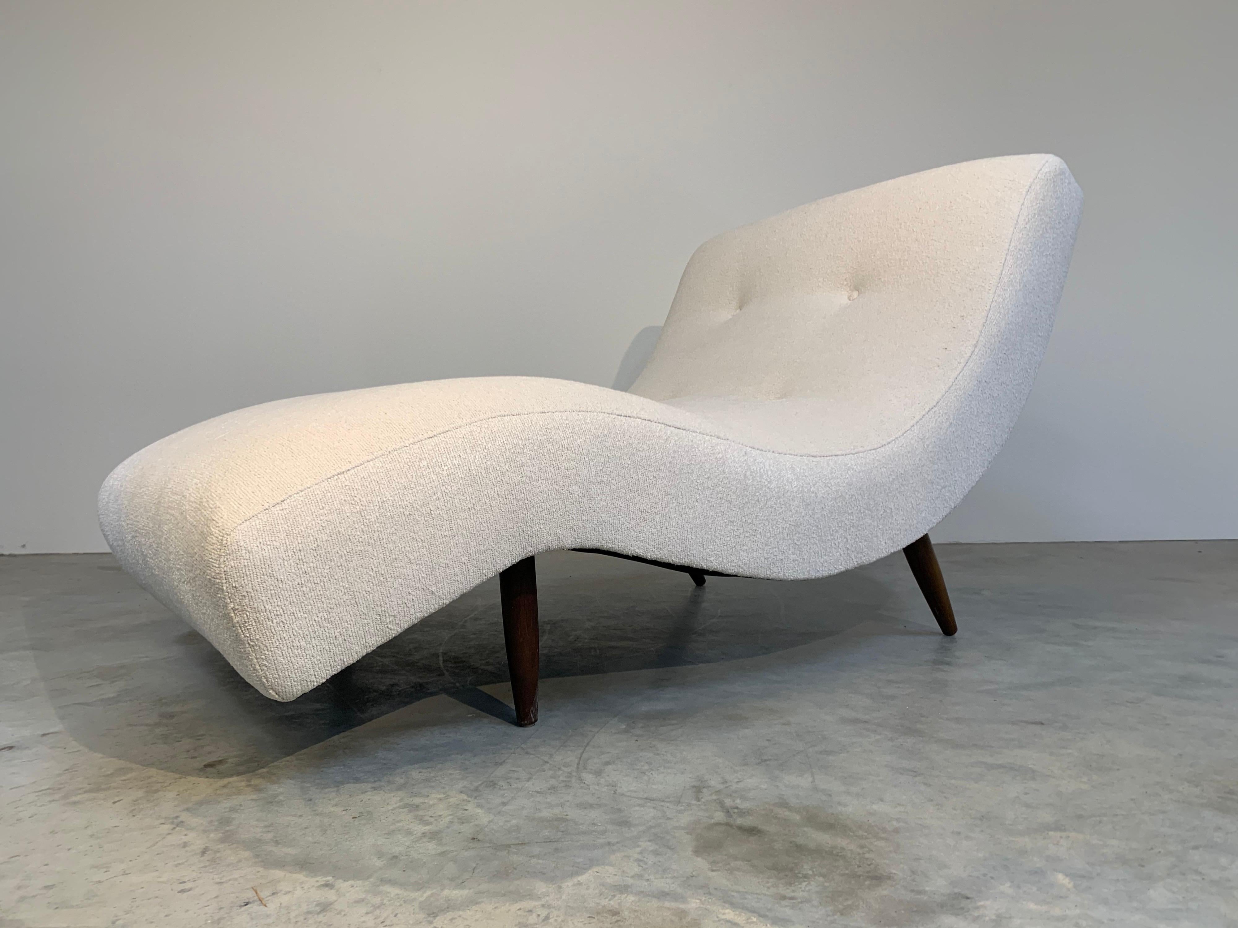 American Adrian Pearsall for Craft Associates Wave Chaise in Fresh Italian Boucle