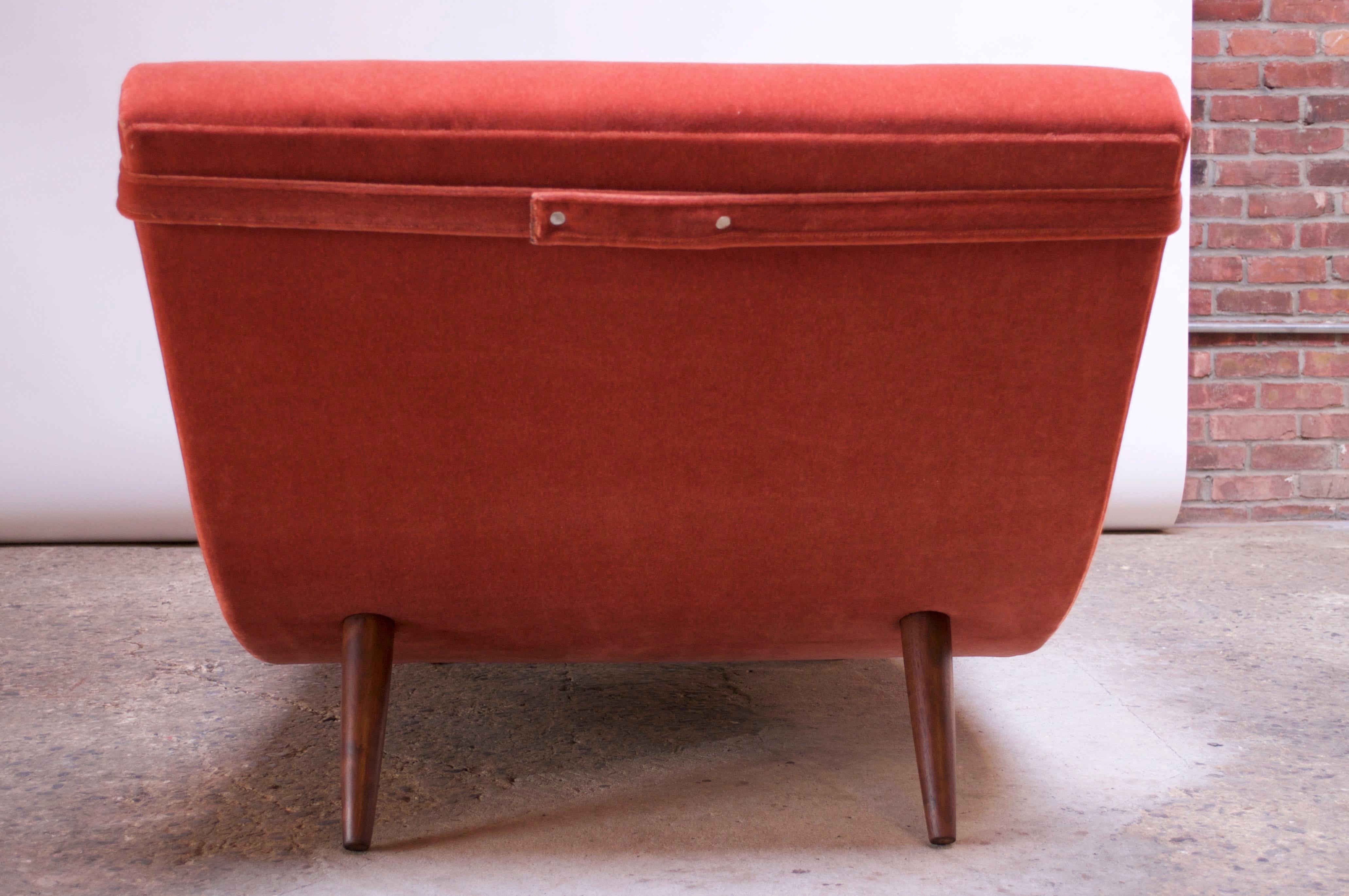 Adrian Pearsall for Craft Associates 'Wave' Chaise Lounge in Coral Mohair 1