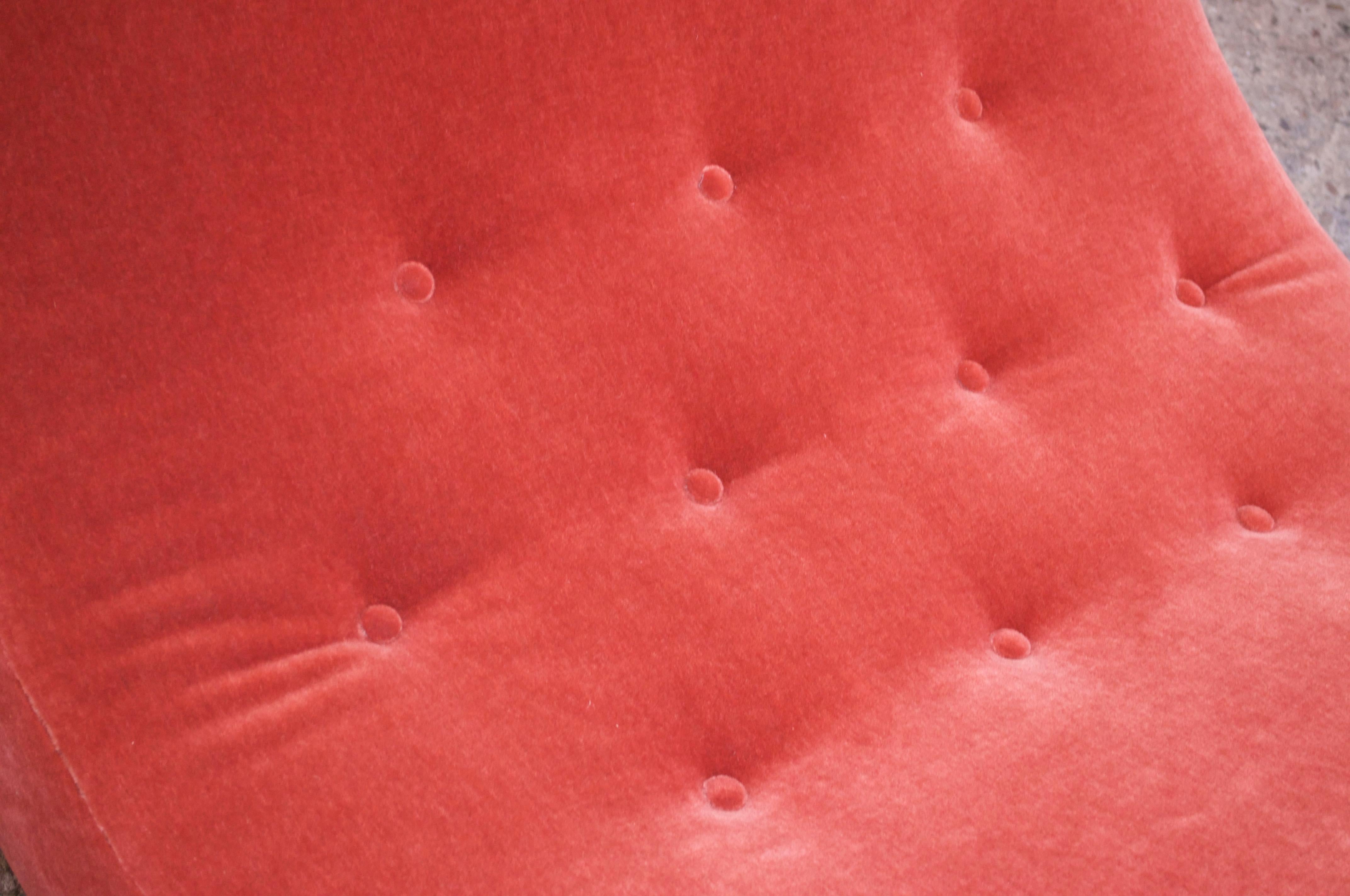 Adrian Pearsall for Craft Associates 'Wave' Chaise Lounge in Coral Mohair 4