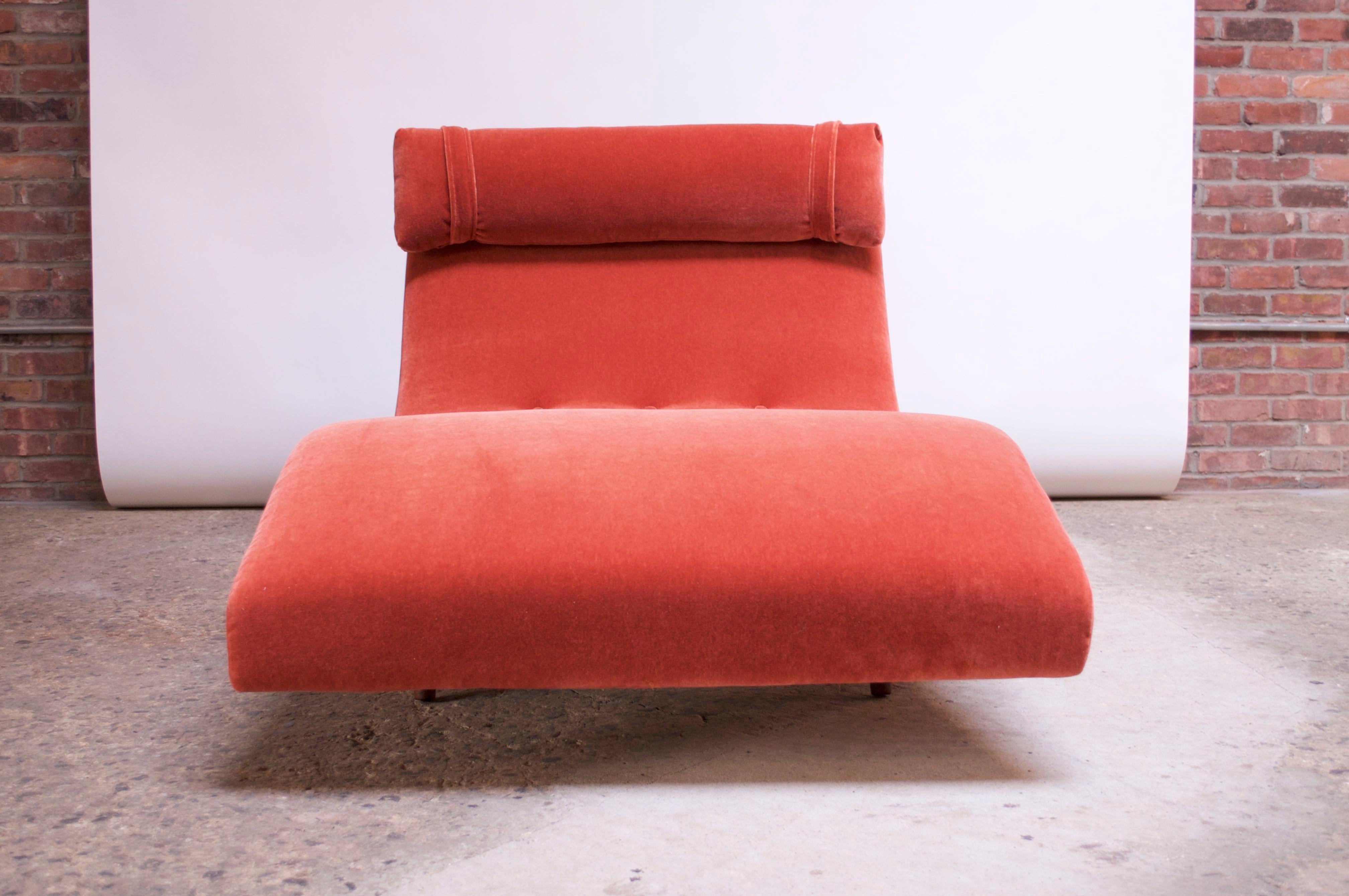 Mid-Century Modern Adrian Pearsall for Craft Associates 'Wave' Chaise Lounge in Coral Mohair