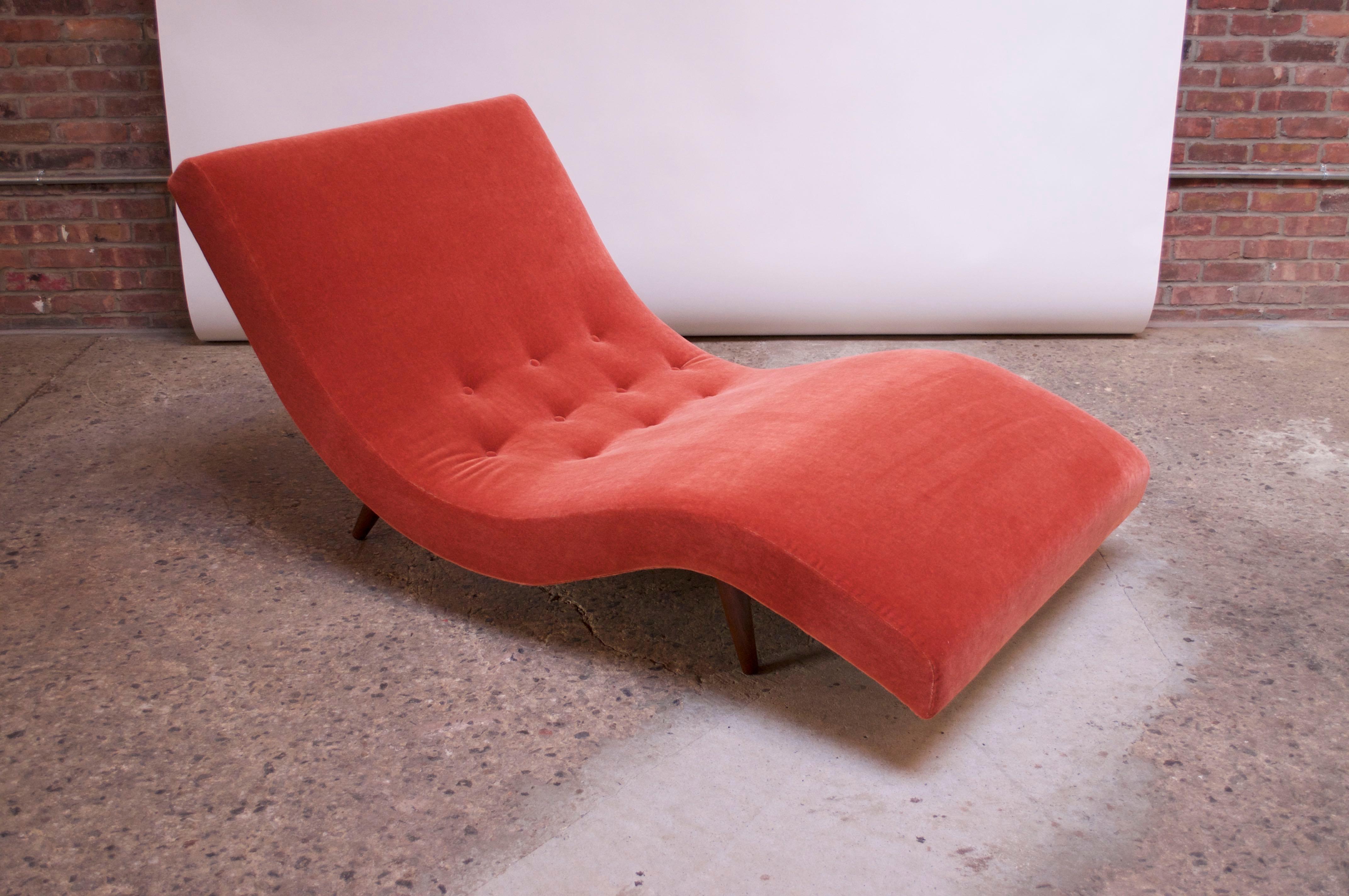 Mid-20th Century Adrian Pearsall for Craft Associates 'Wave' Chaise Lounge in Coral Mohair