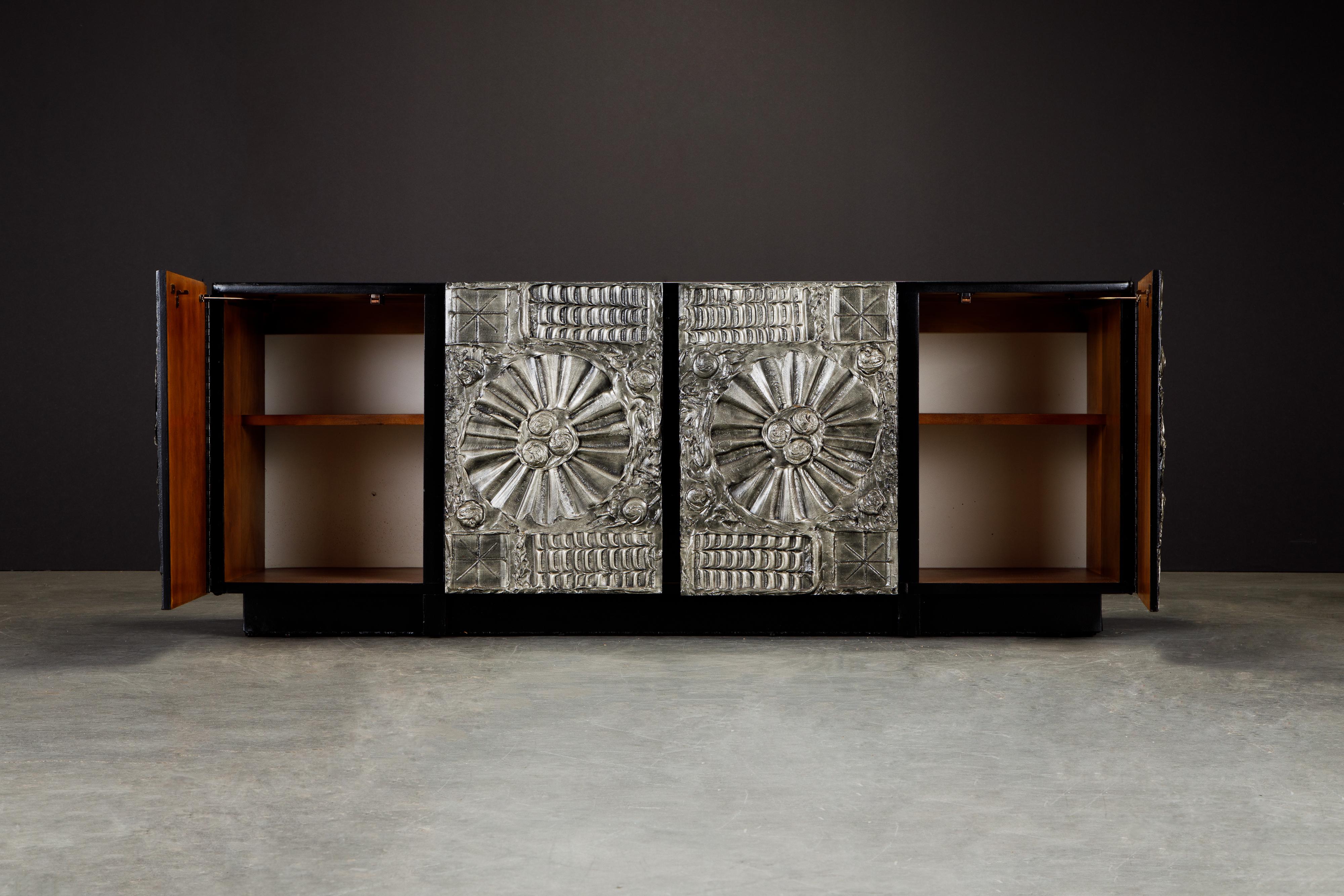 Adrian Pearsall Four-Door Brutalist Credenza or Sideboard, Restored, c 1960s In Excellent Condition In Los Angeles, CA