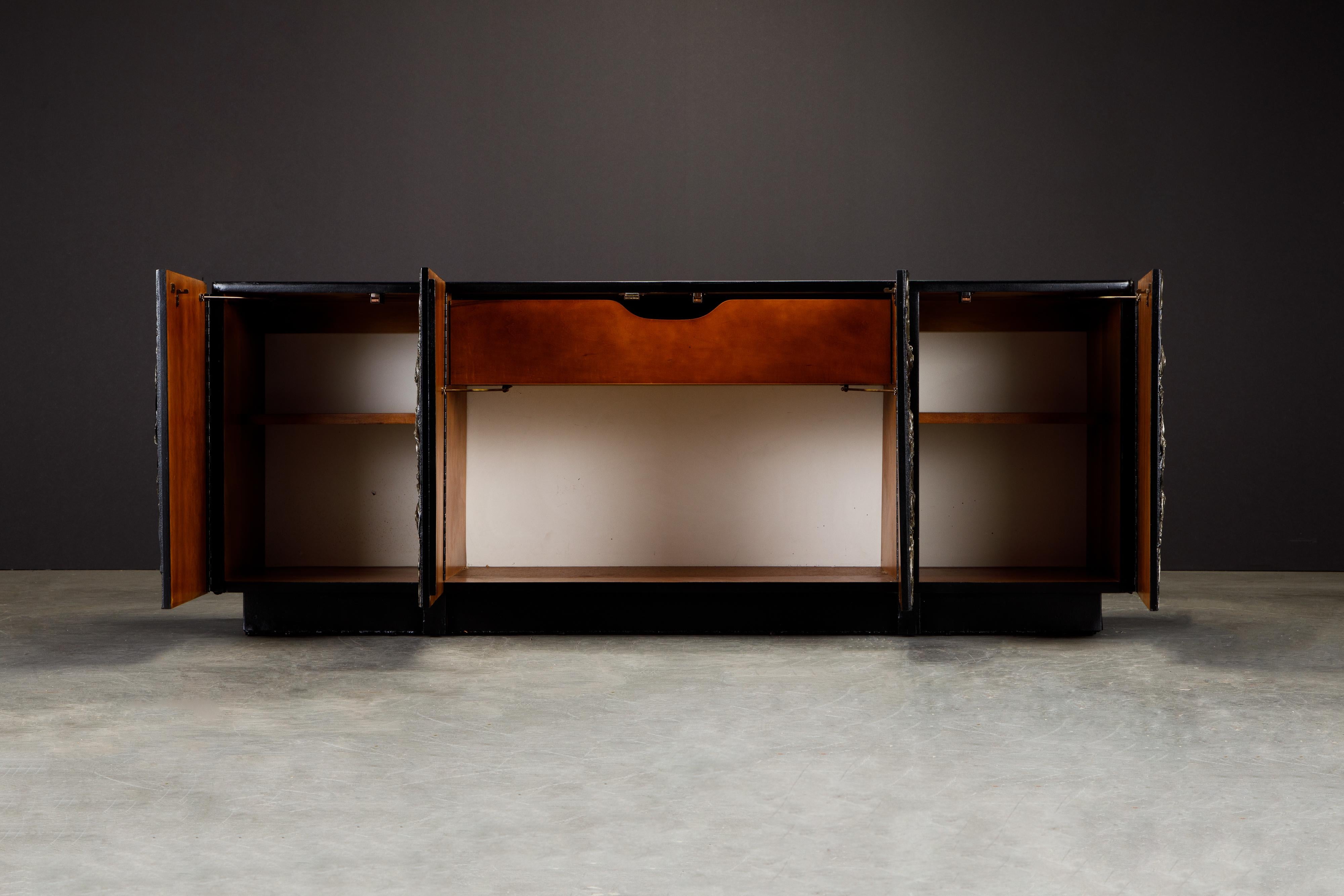 Mid-20th Century Adrian Pearsall Four-Door Brutalist Credenza or Sideboard, Restored, c 1960s