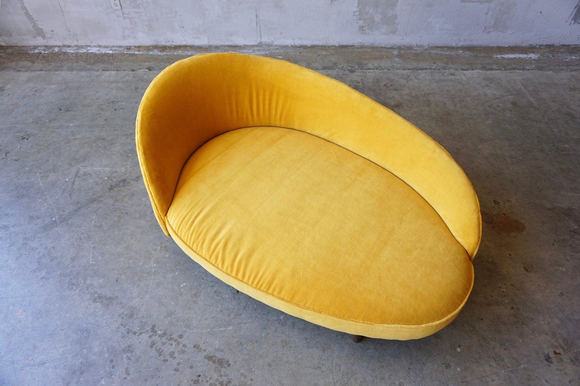 Mid-Century Modern Adrian Pearsall Gold Velvet Chaise Lounge