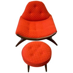 Adrian Pearsall Gondola Club Chair & Ottoman, Newly Upholstered