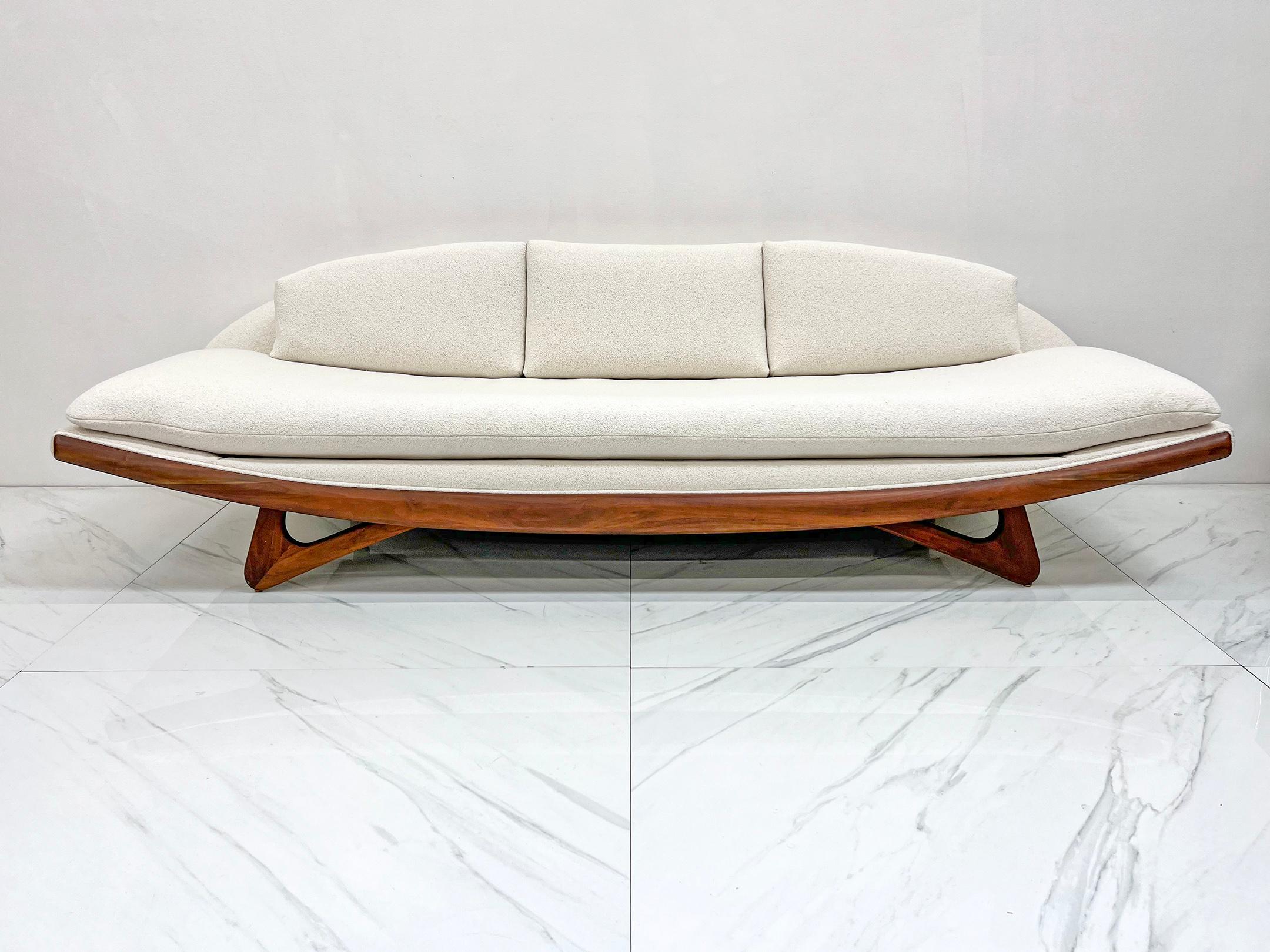 Mid-20th Century Adrian Pearsall Gondola Sofa in Walnut Boucle, Craft Associates, 1960s