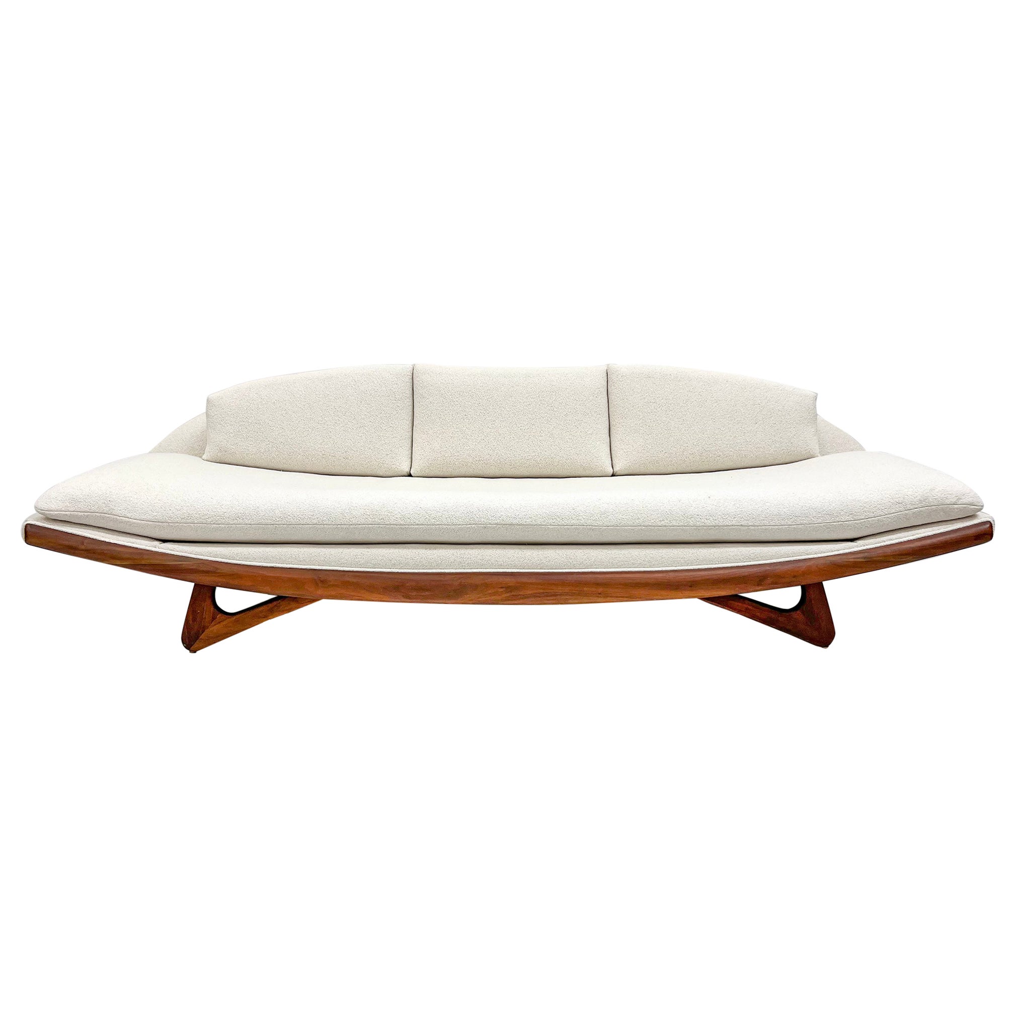 Adrian Pearsall Gondola Sofa in Walnut Boucle, Craft Associates, 1960s