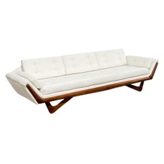 Vintage Adrian Pearsall Gondola Sofa Model 2640s, Mid-Century Modern Sculpted Walnut