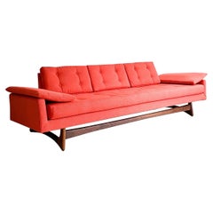 Used Adrian Pearsall Gondola Sofa with New Orange/Red Upholstery