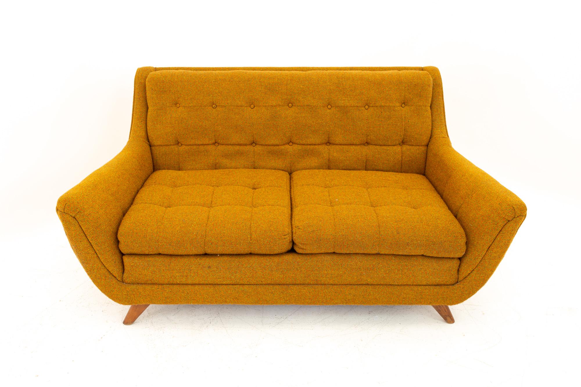 Adrian Pearsall Gondola style Norwalk Furniture midcentury loveseat
Loveseat measures: 60 wide x 35 deep x 29.5 high, with a seat height of 15 inches

This piece is available in what we call restored vintage condition. Upon purchase it is