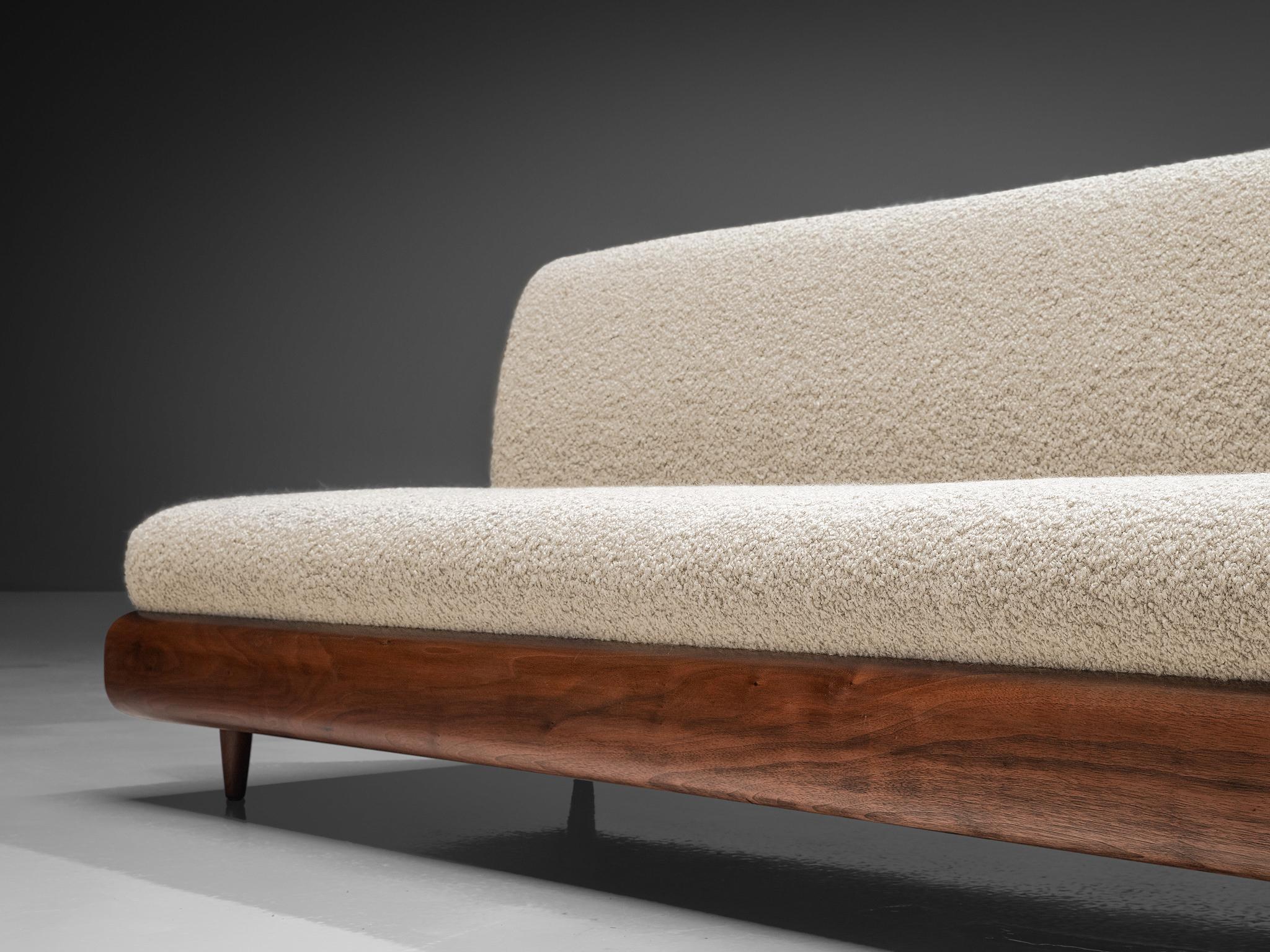 American Adrian Pearsall Grand Boomerang Sofa in Crème Wool Bouclé