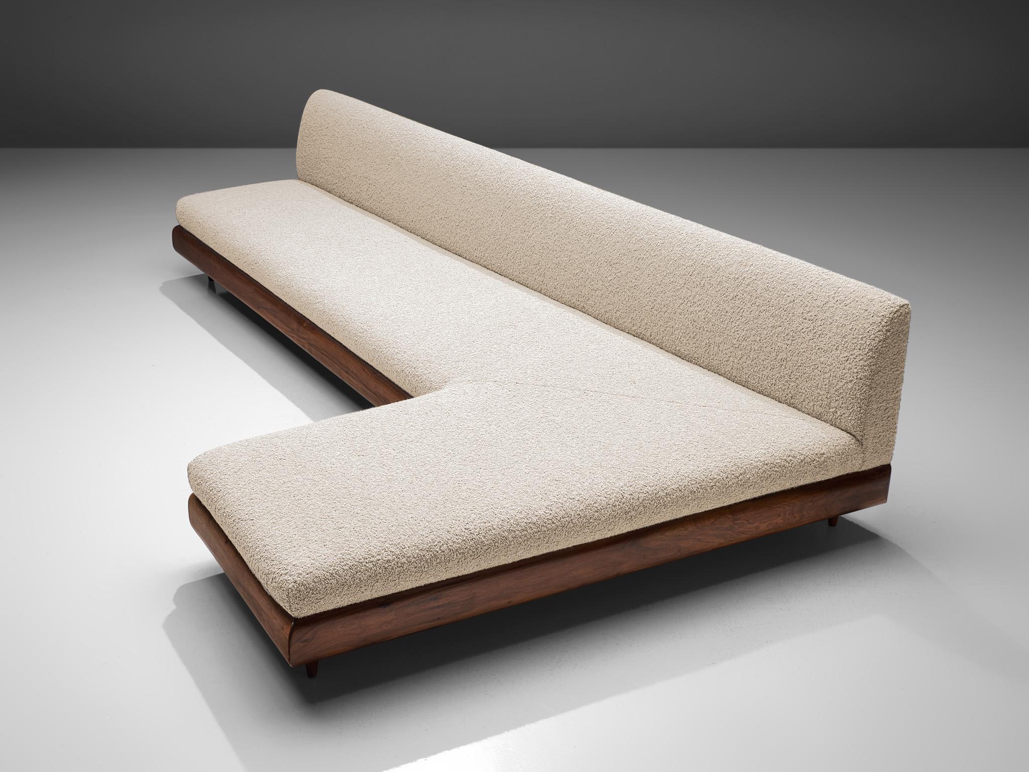 Mid-20th Century Adrian Pearsall Grand Boomerang Sofa in Crème Wool Bouclé