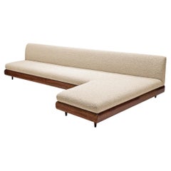 Adrian Pearsall Grand Boomerang Sofa in Crème Wool Bouclé 