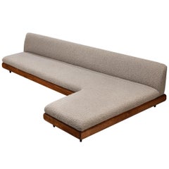 Adrian Pearsall Grand Boomerang Sofa in Grey Pierre Frey Bouclé