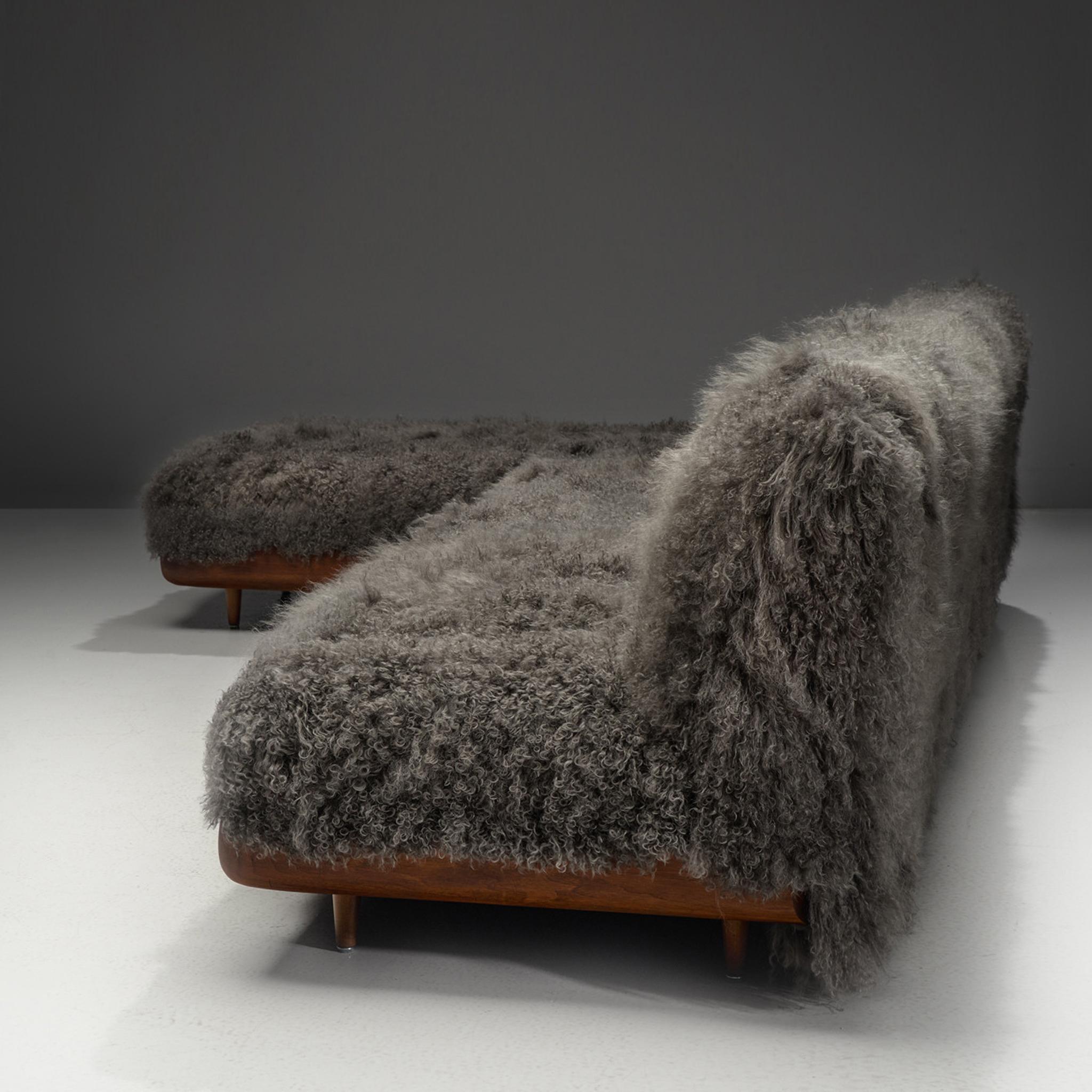 Adrian Pearsall Grand Boomerang Sofa in Tibetan Wool 4