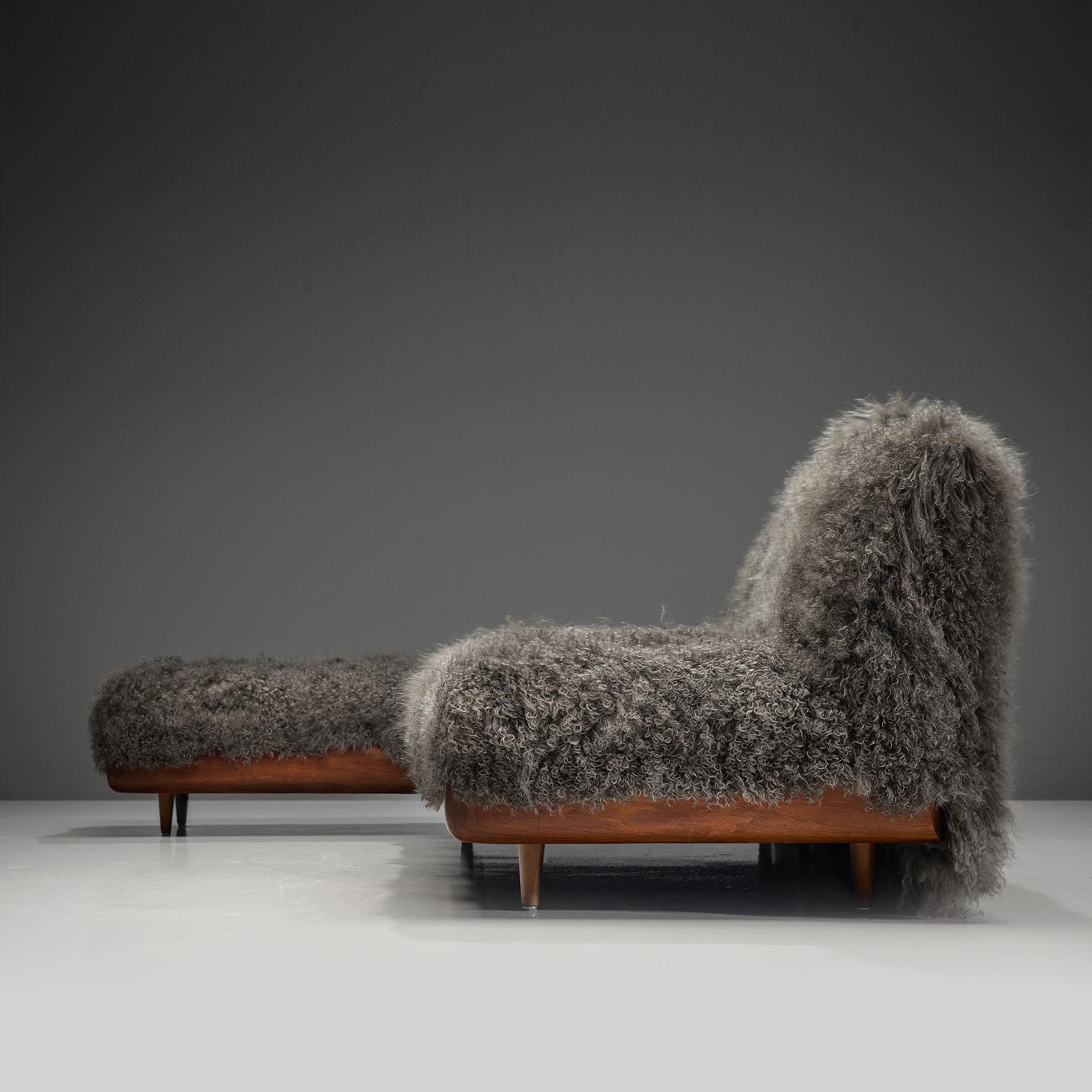 American Adrian Pearsall Grand Boomerang Sofa in Tibetan Wool