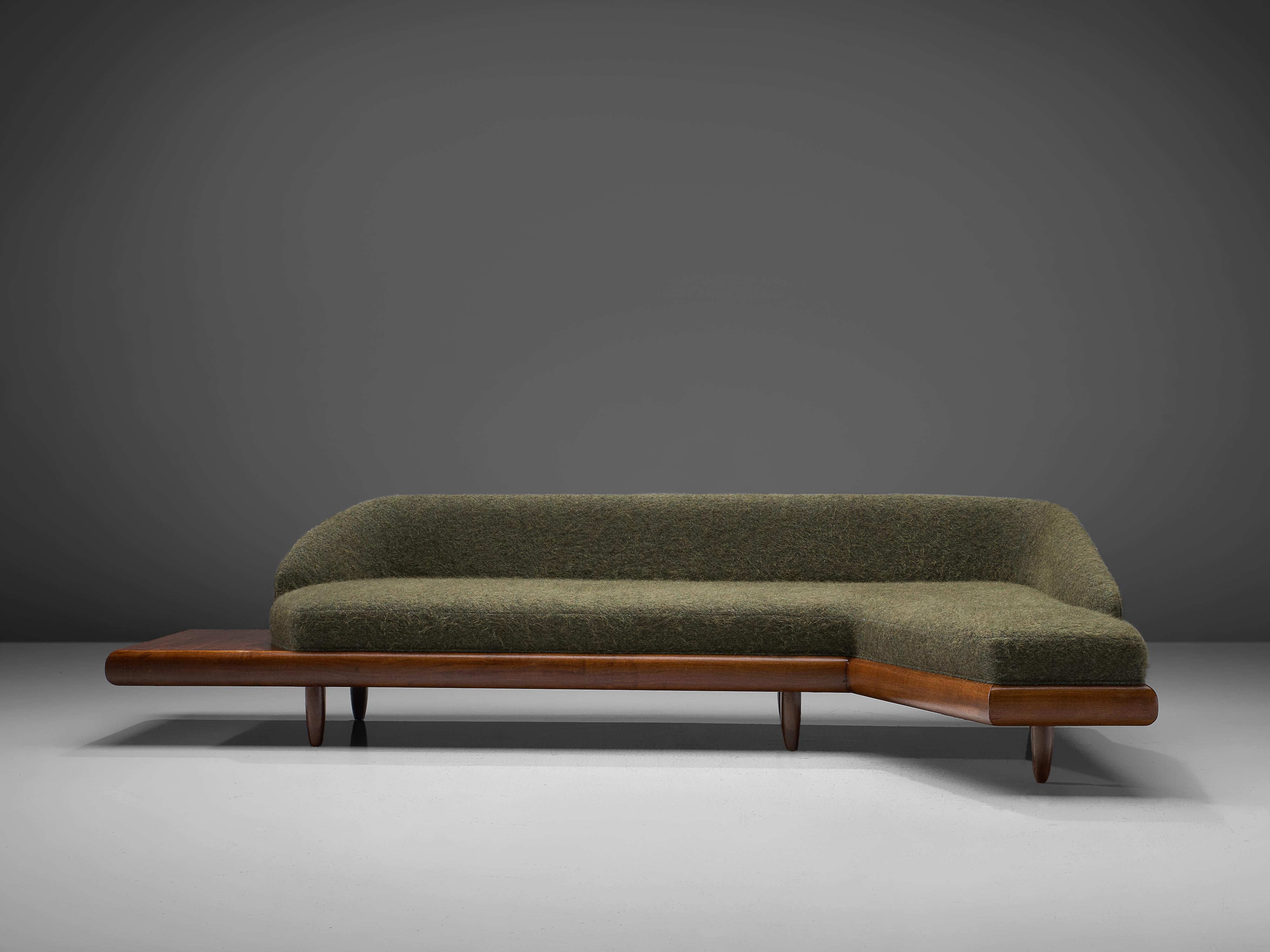 Mid-Century Modern Adrian Pearsall Grand Boomerang Sofa Upholstered in Green Wool