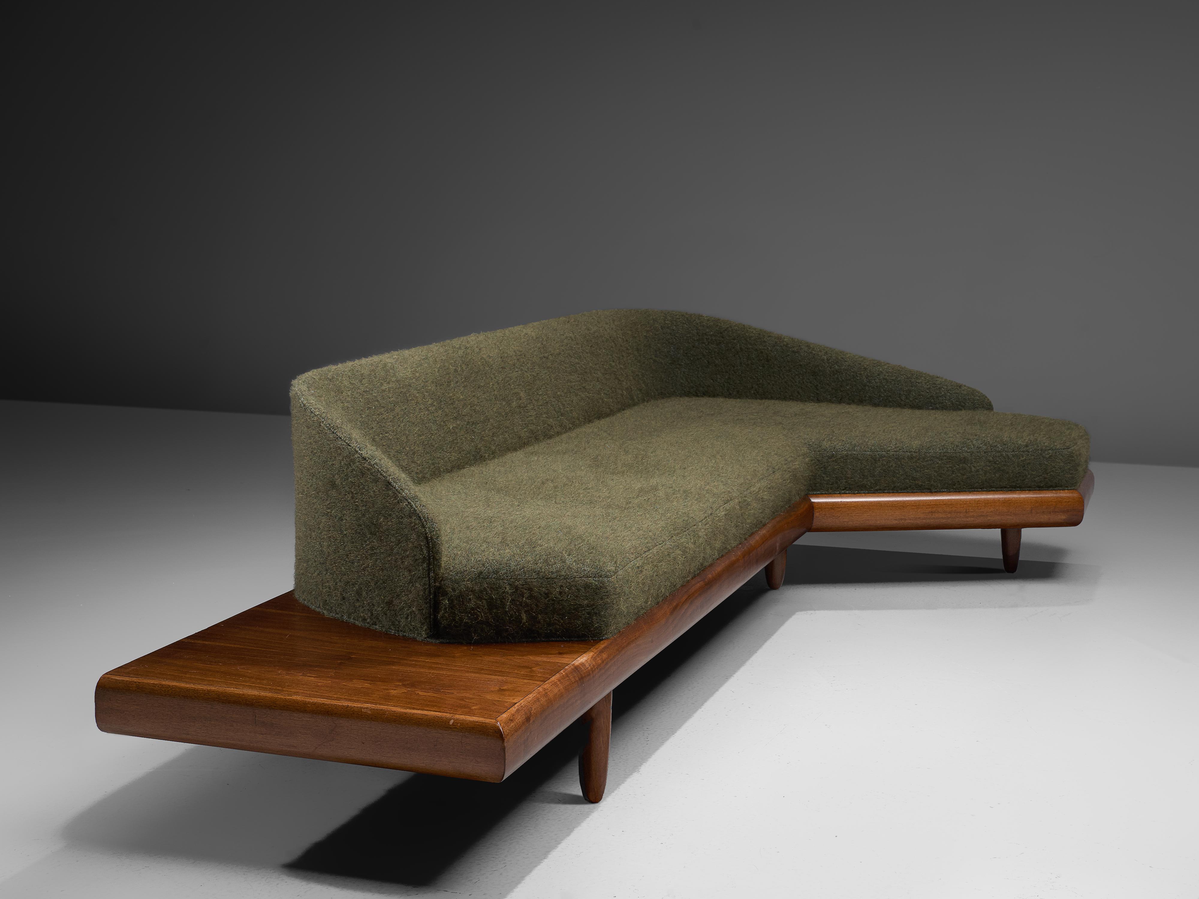 American Adrian Pearsall Grand Boomerang Sofa Upholstered in Green Wool
