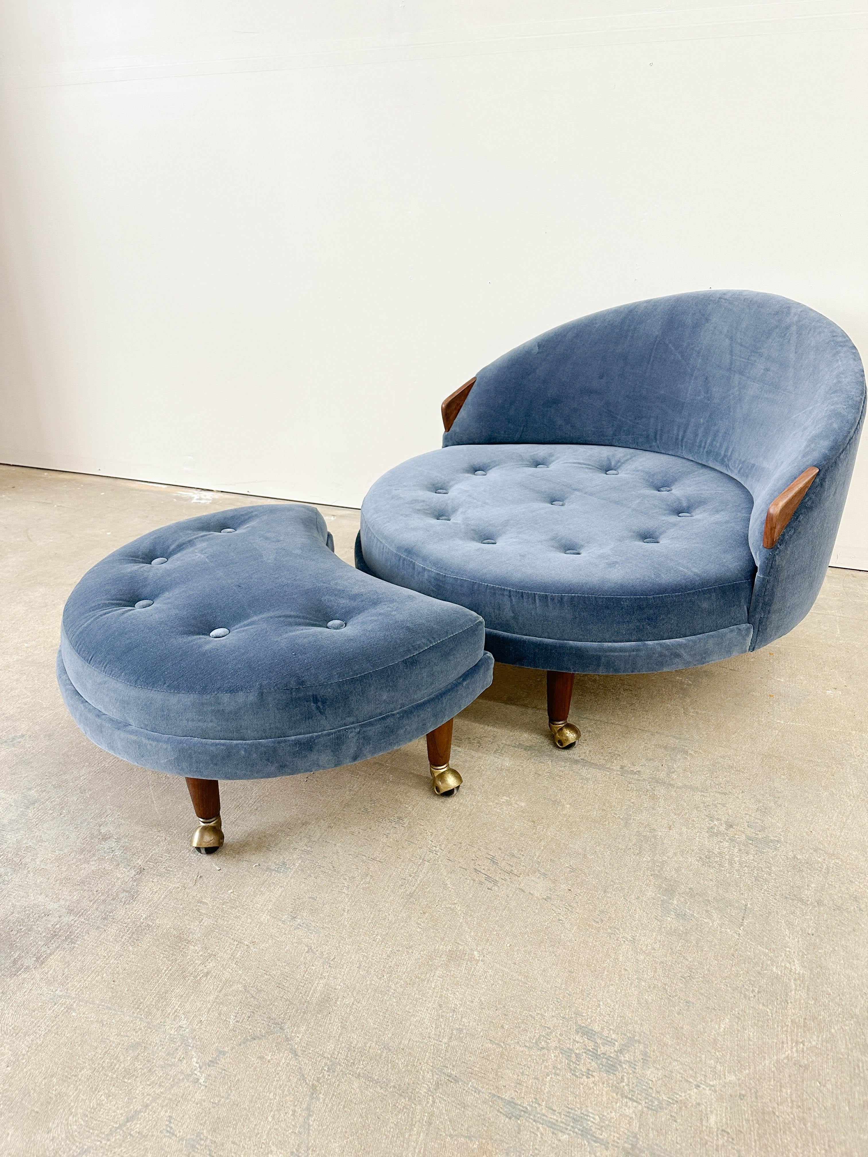 Mid century modern chair and ottoman designed by Adrian Pearsall for his company Craft Associates in the 1960s. This set probably earned the Havana moniker as it evokes a romantic image of one curling up and relaxing with one's feet up. Consisting