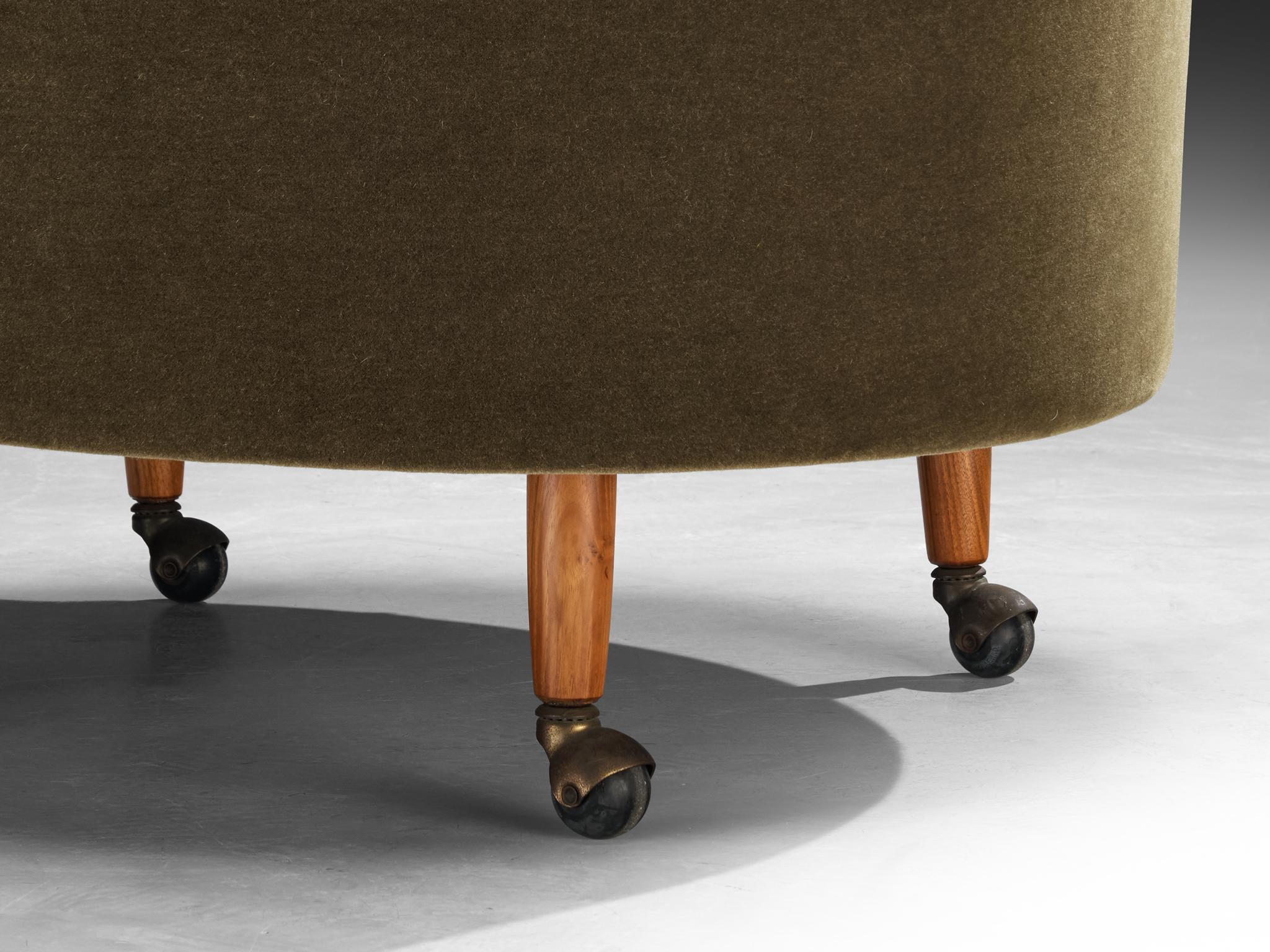 Adrian Pearsall 'Havana' Chair with Ottoman in Olive Green Pierre Frey For Sale 2