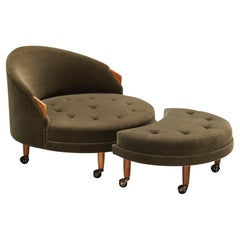 Adrian Pearsall Silla "Havana" con Otomana en Verde Oliva Pierre Frey