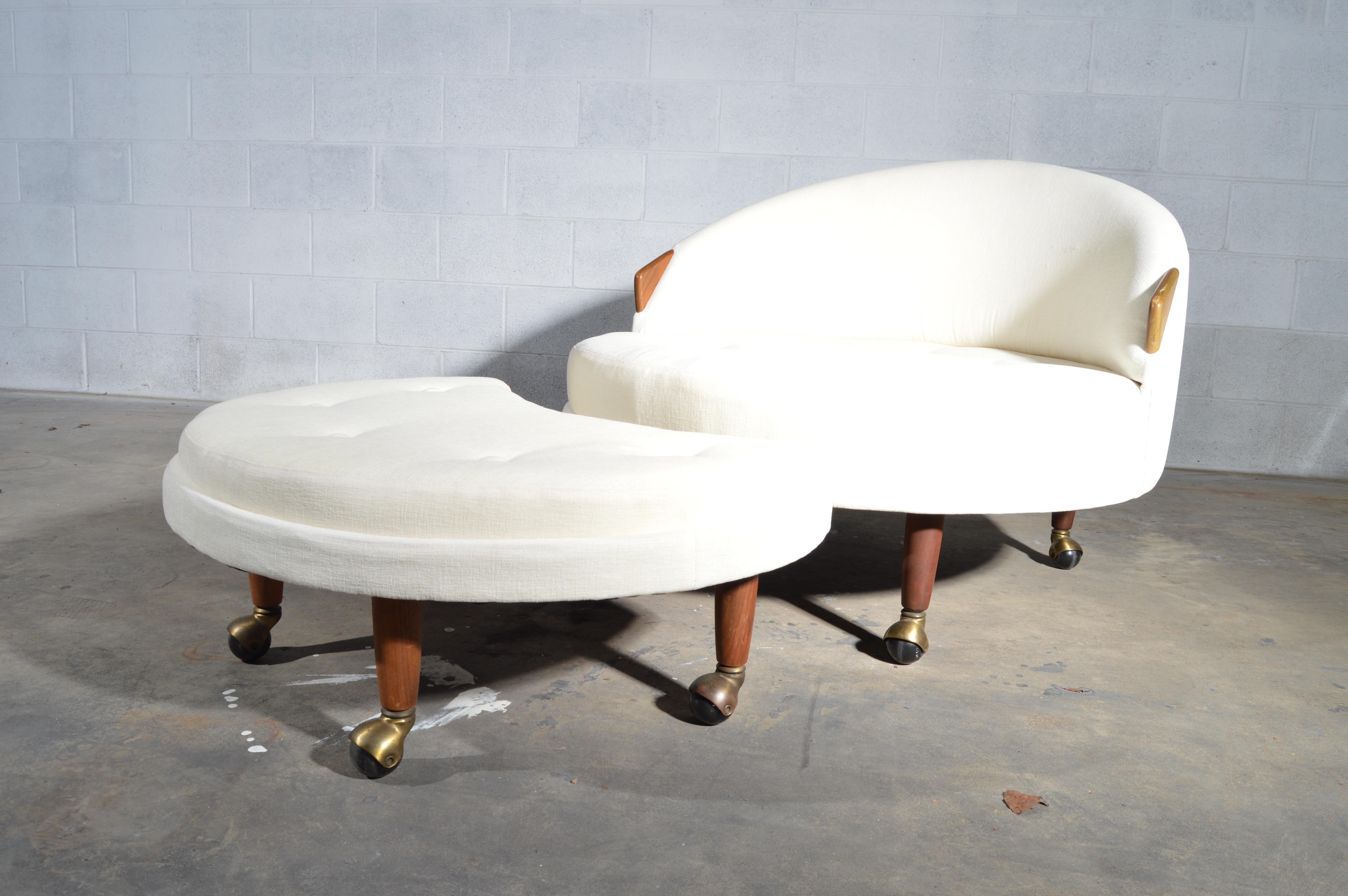 Mid-20th Century Adrian Pearsall Havana Lounge Chair and Ottoman in Crypton Fabric