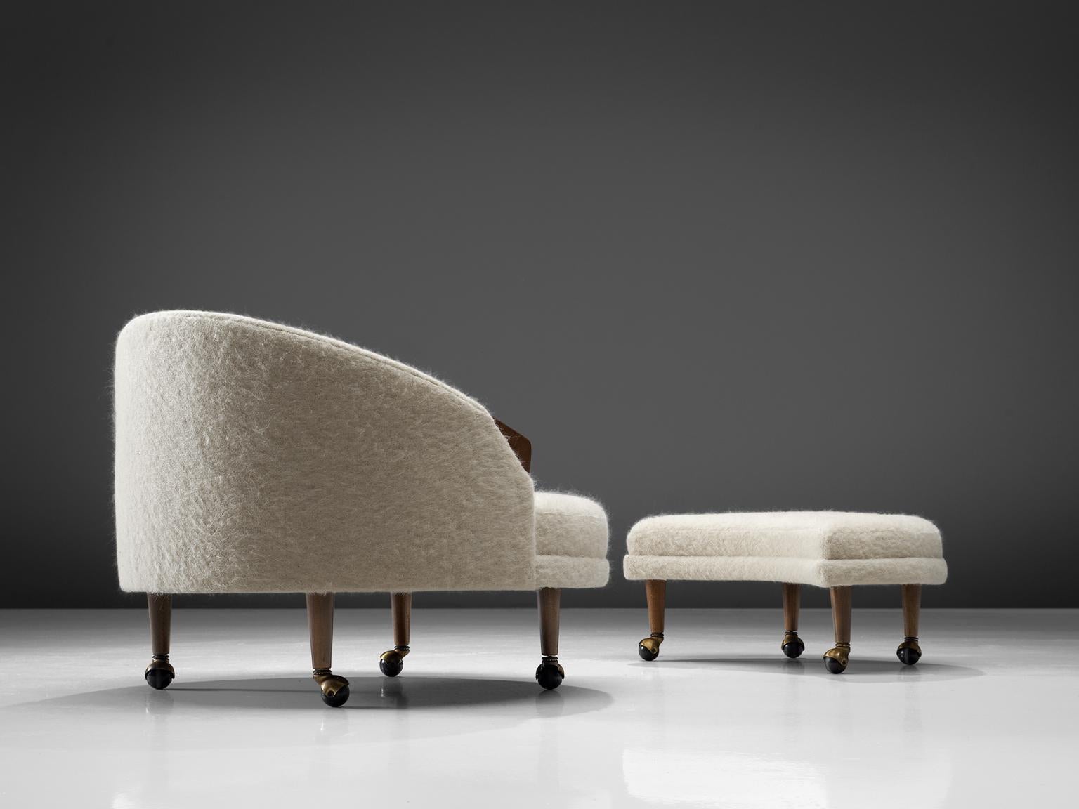 Mid-Century Modern Adrian Pearsall Havana Lounge Chair and Ottoman in Pierre Frey Wool