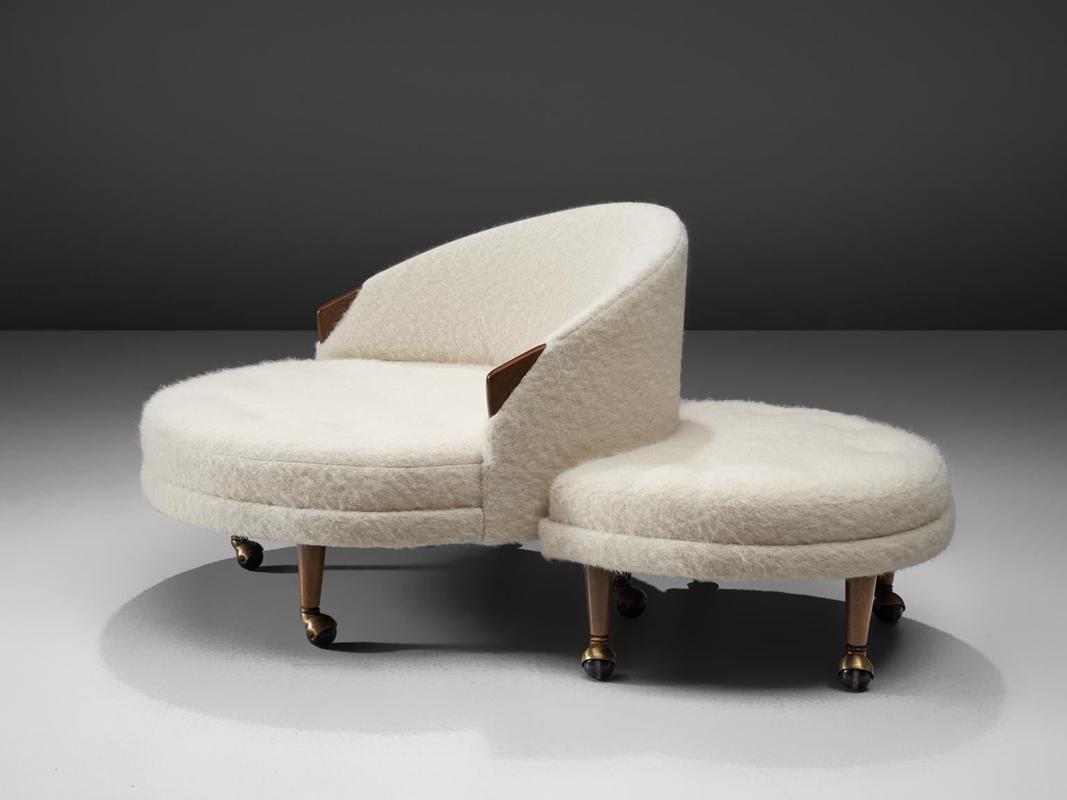 American Adrian Pearsall Havana Lounge Chair and Ottoman in Pierre Frey Wool