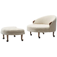Adrian Pearsall Havana Lounge Chair and Ottoman in Pierre Frey Wool