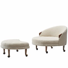 Adrian Pearsall Havana Lounge Chair and Ottoman in Pierre Frey Wool