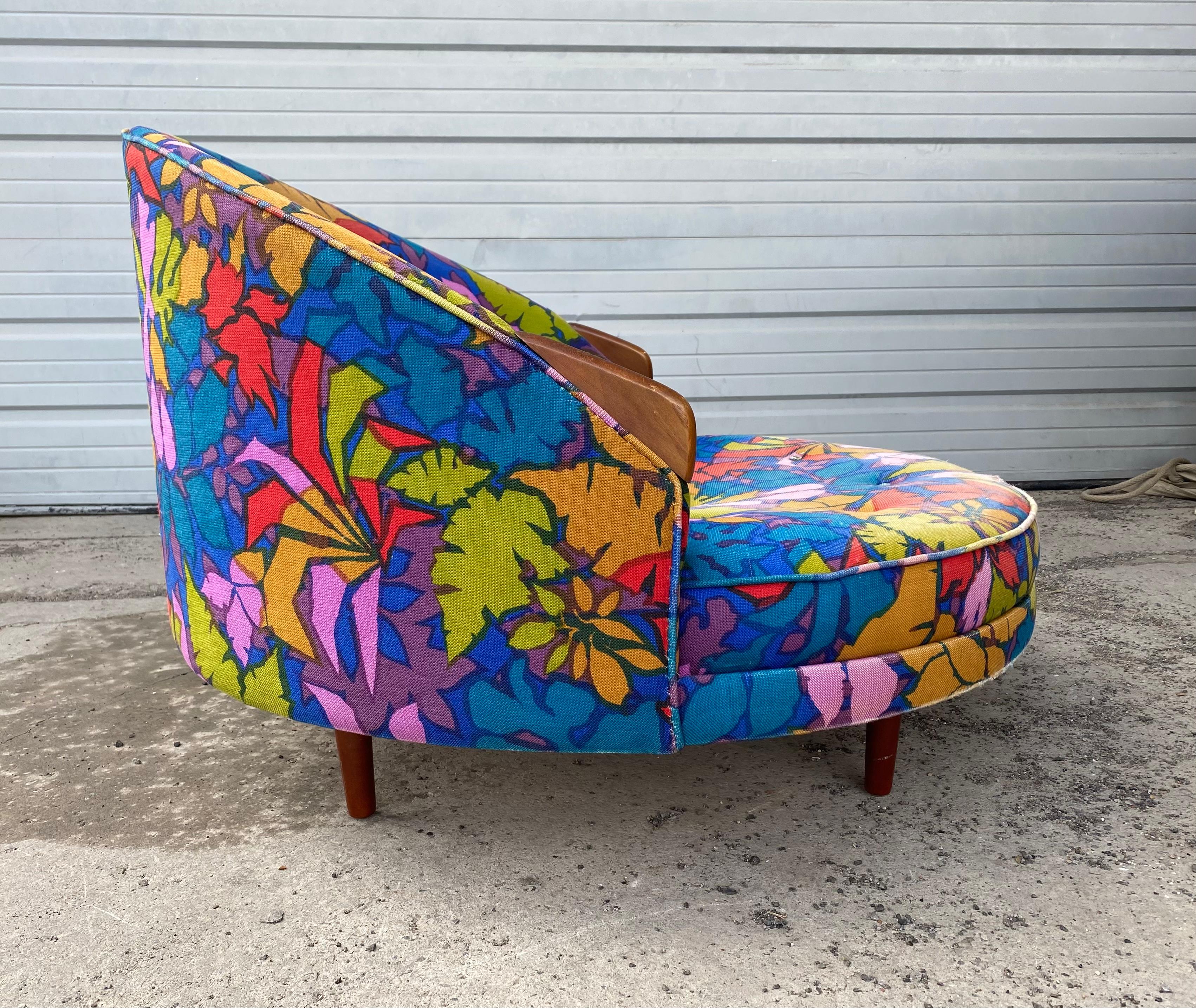 Mid-20th Century Adrian Pearsall 'Havana' Round Chair, Jack Lenor Larson Fabric For Sale