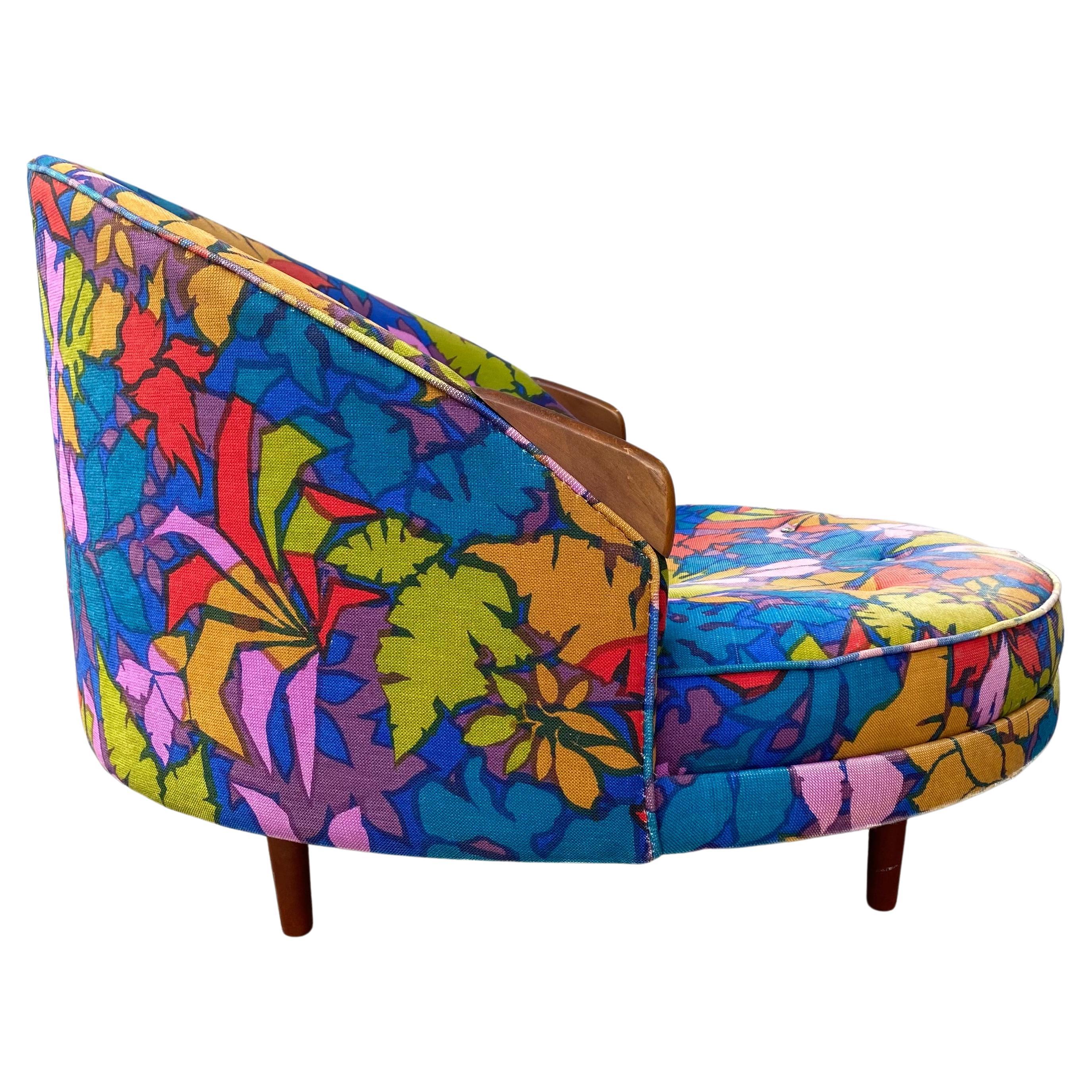 Adrian Pearsall 'Havana' Round Chair, Jack Lenor Larson Fabric For Sale