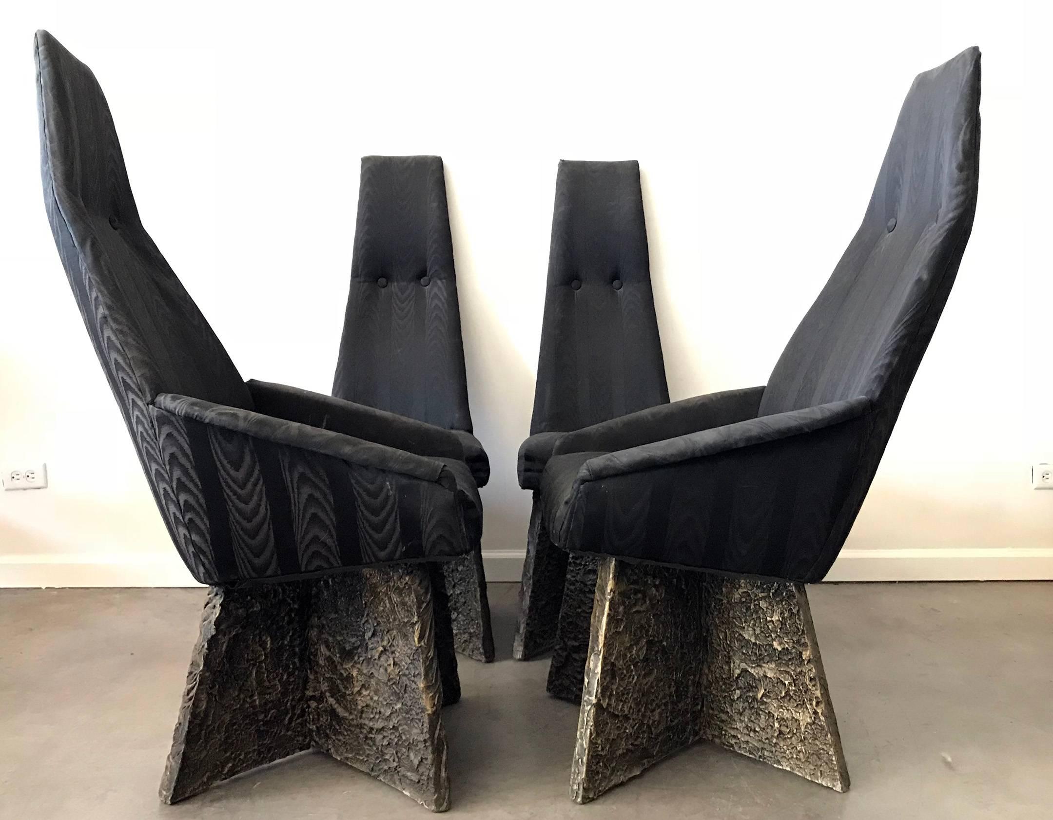 Available right now, we have a stunning set of four Adrian Pearsall for Craft Associates Brutalist dining chairs. In the style of Paul Evans, these Brutalist chairs are a moulded resin over a solid wood frame and feature a gorgeous high back