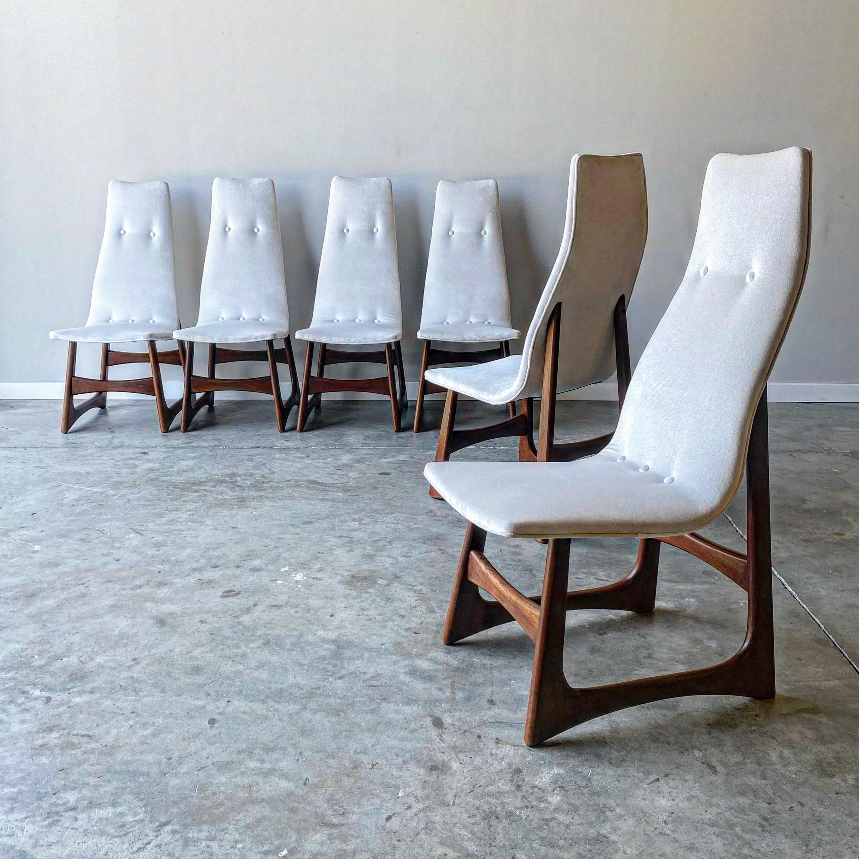 Walnut Adrian Pearsall High-Back Dining Chairs, Set of 6 For Sale